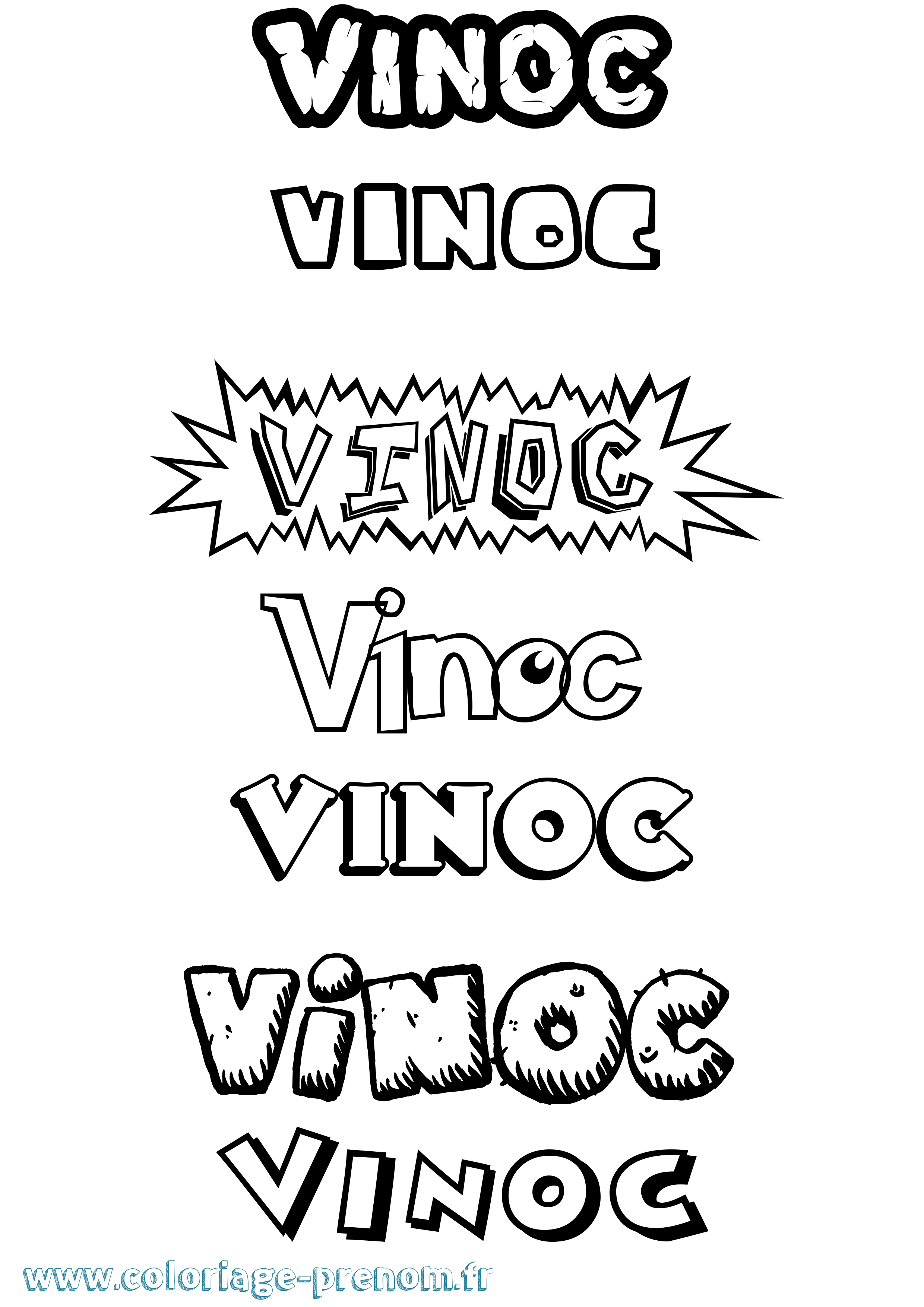 Coloriage Vinoc Dessin Animé Coloriage prénom Vinoc Dessin Animé