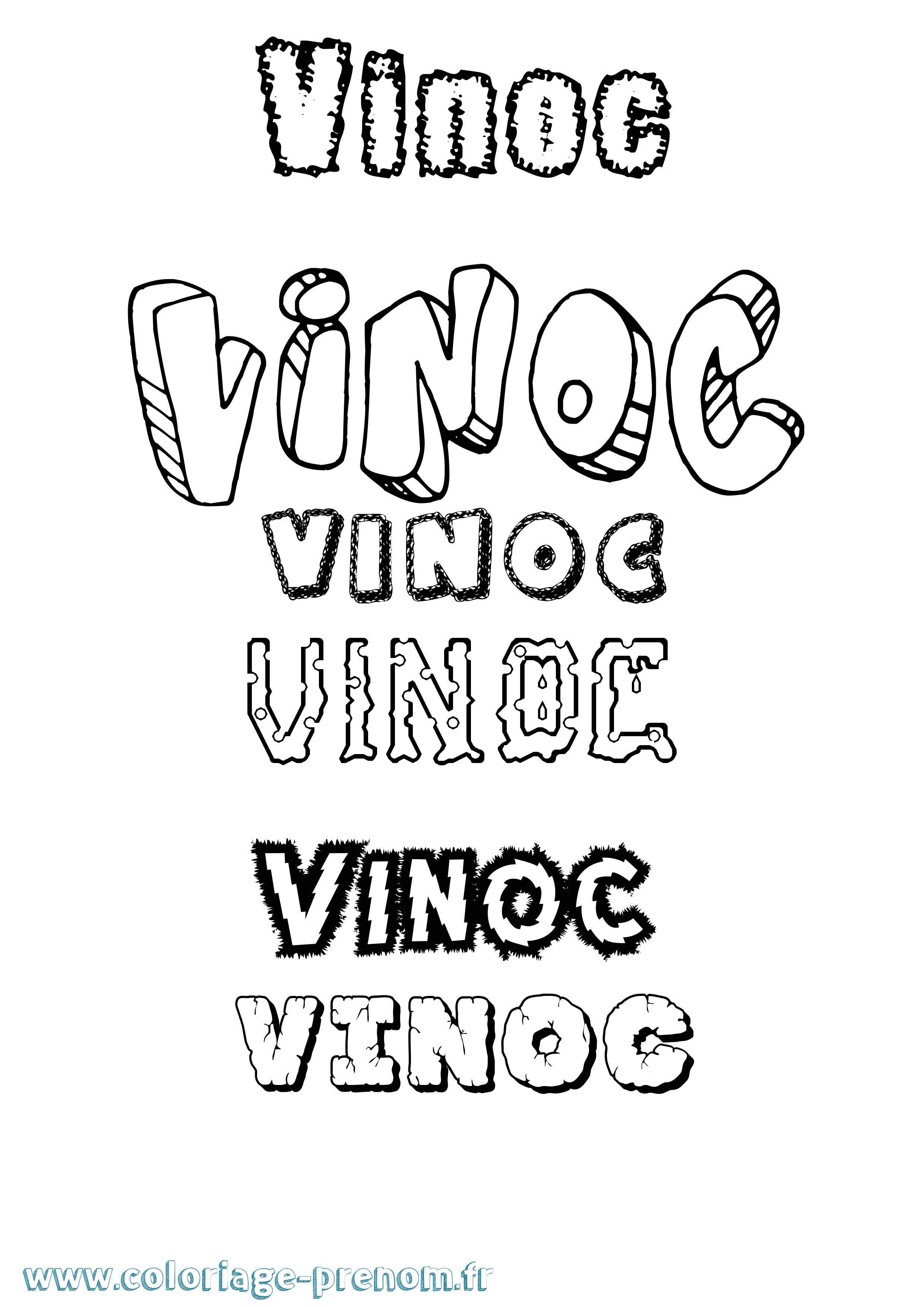 Coloriage Vinoc Destructuré Coloriage prénom Vinoc Destructuré