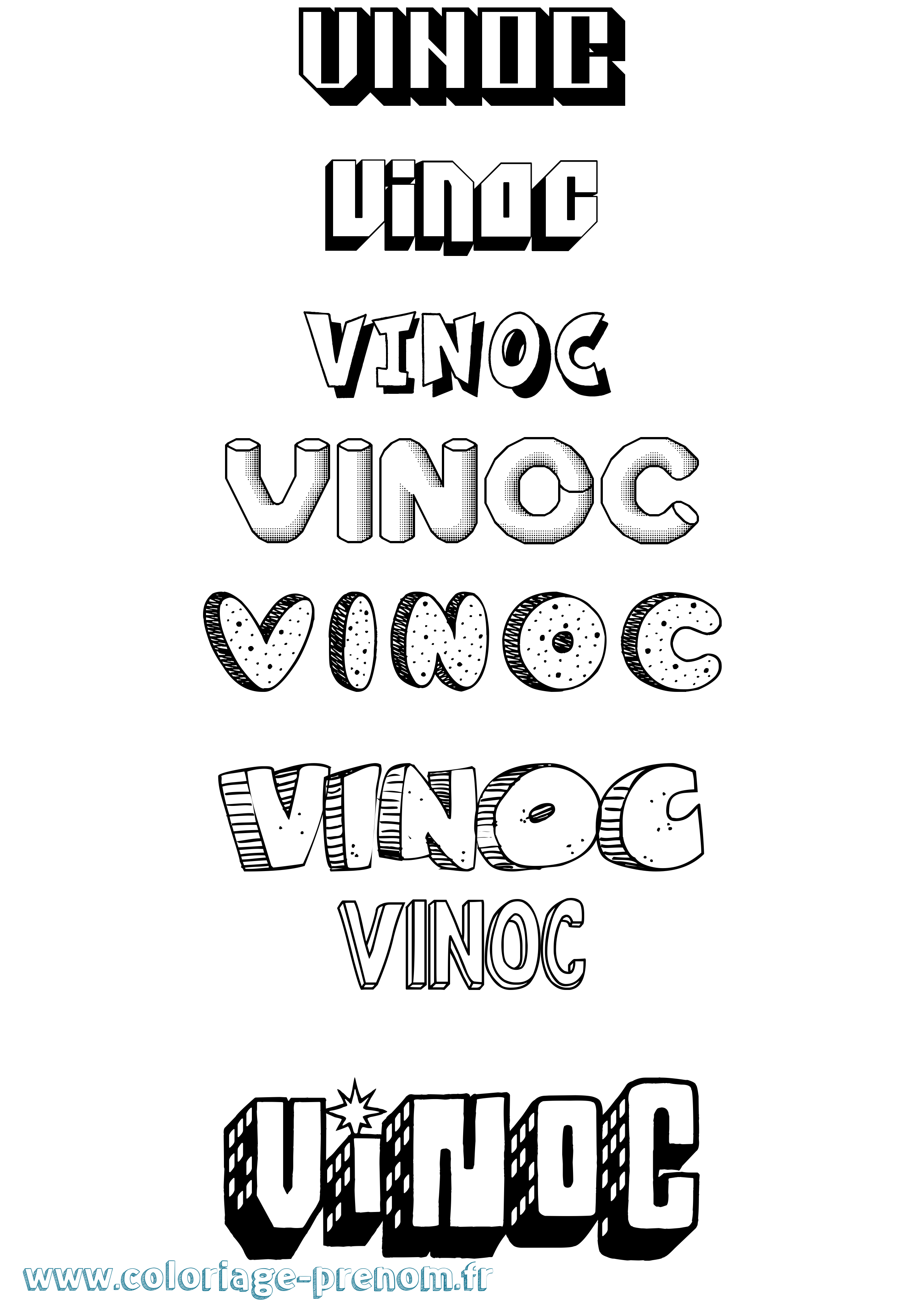 Coloriage Vinoc Effet 3D Coloriage prénom Vinoc Effet 3D