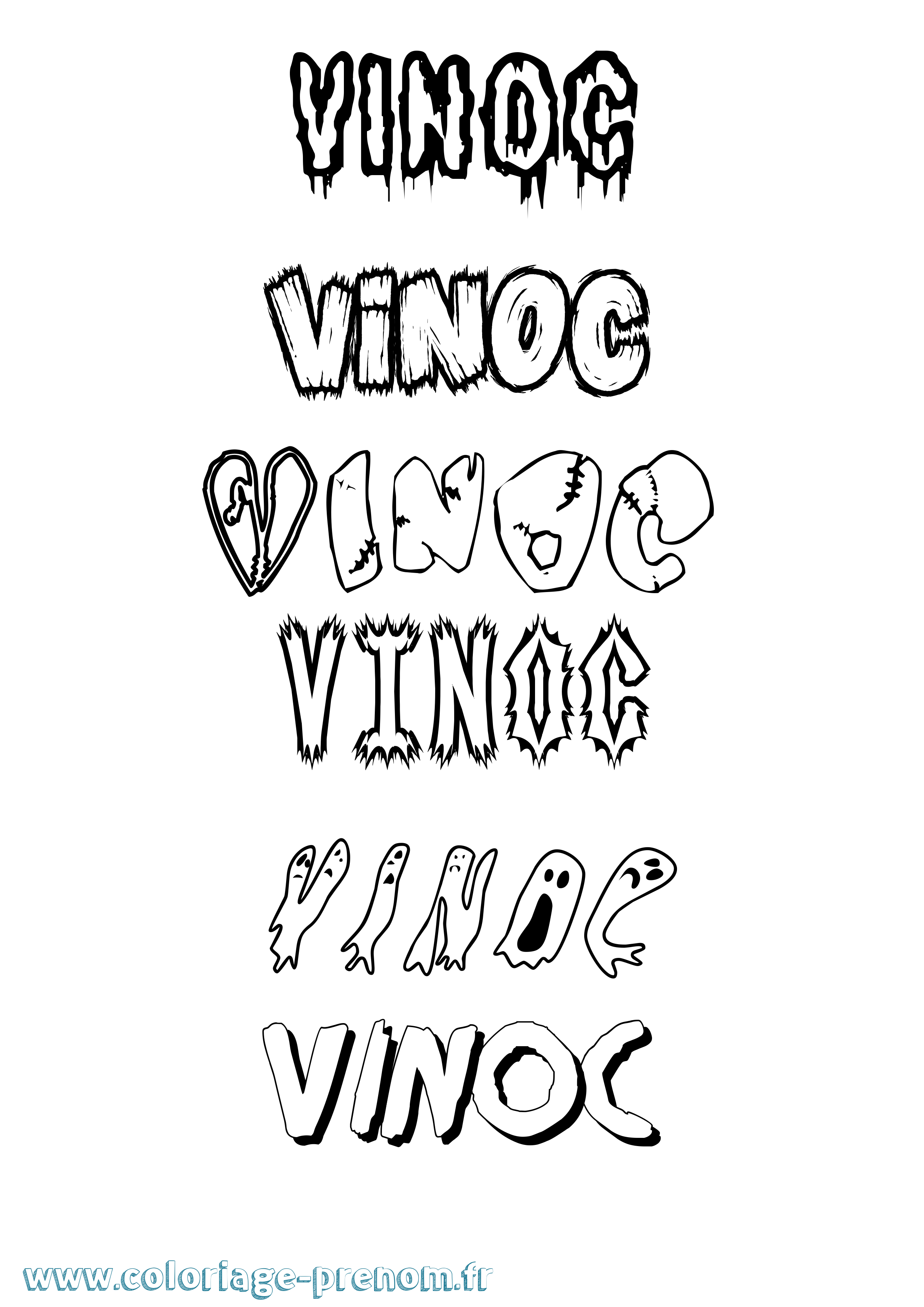 Coloriage Vinoc Frisson Coloriage prénom Vinoc Frisson