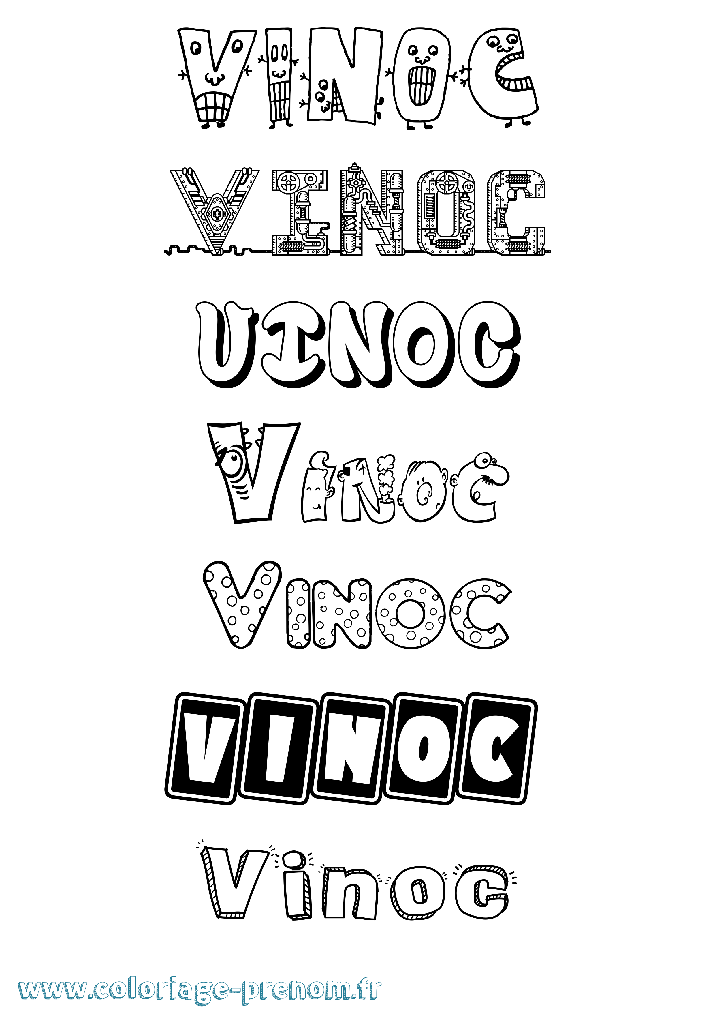 Coloriage Vinoc Fun Coloriage prénom Vinoc Fun
