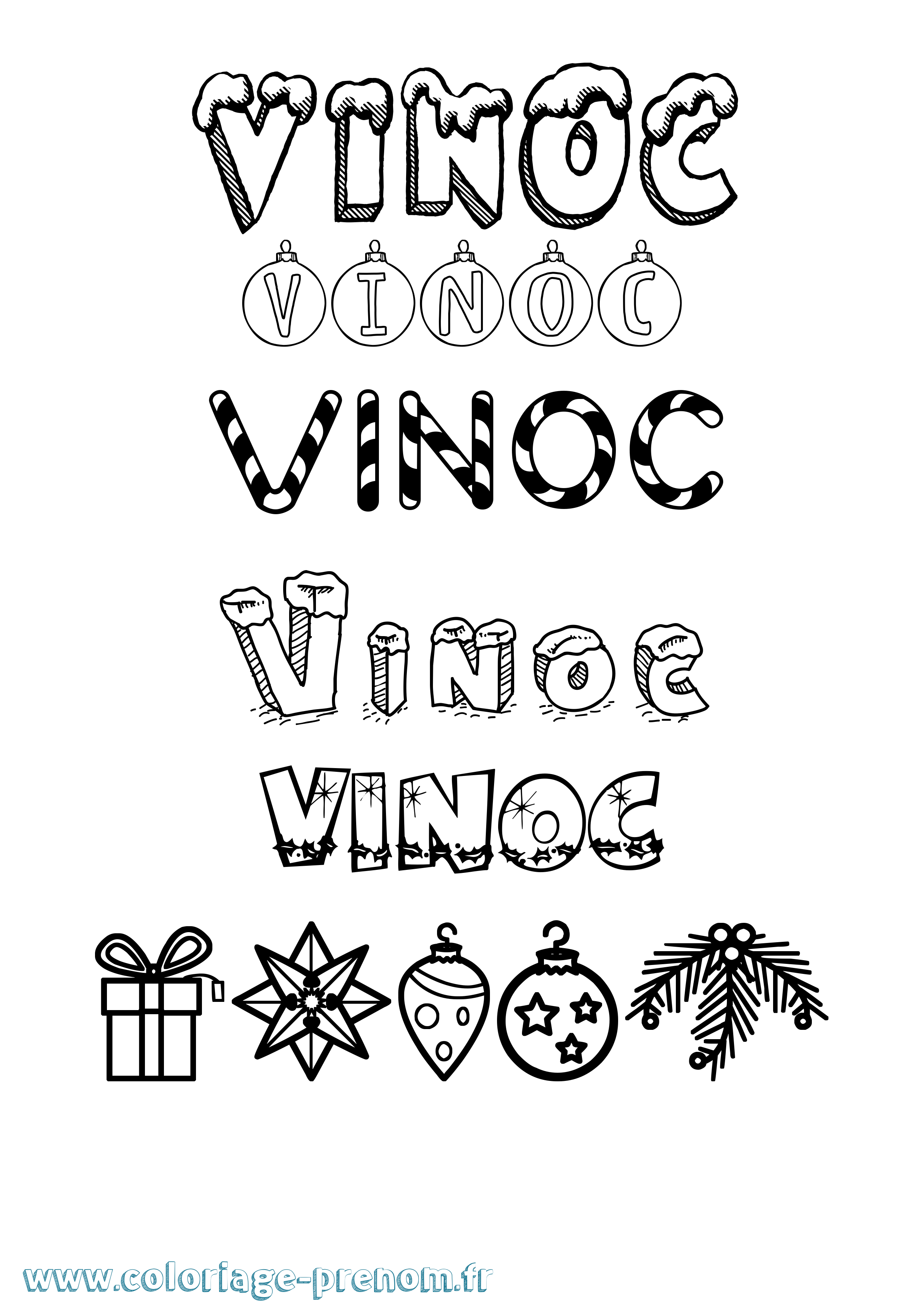 Coloriage Vinoc Noël Coloriage prénom Vinoc Noël