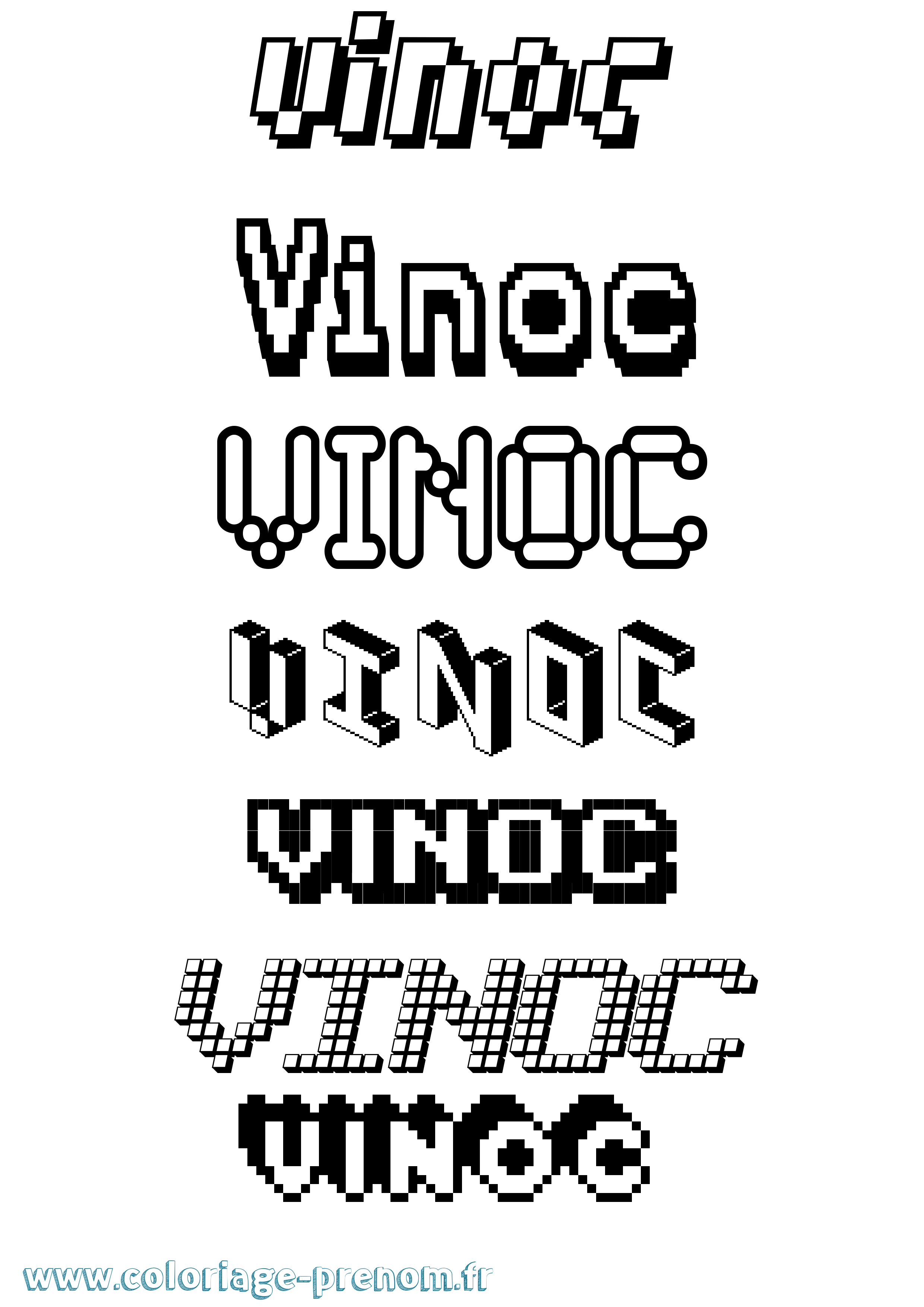 Coloriage Vinoc Pixel Coloriage prénom Vinoc Pixel