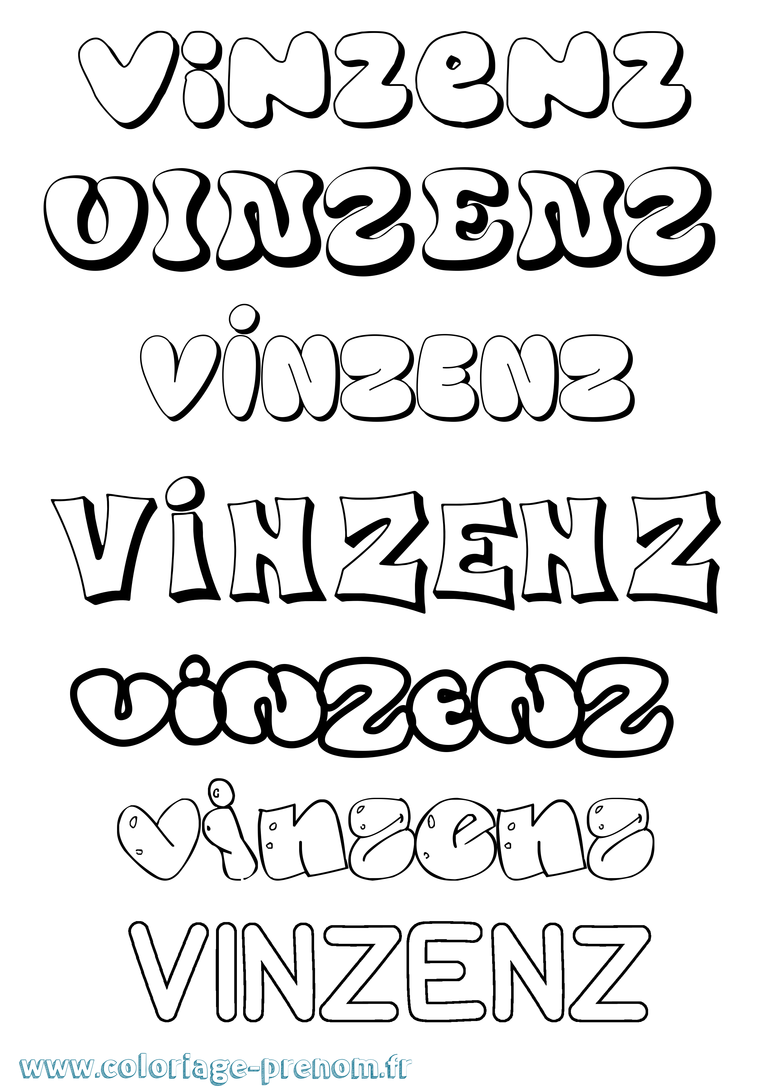 Coloriage Vinzenz Bubble Coloriage prénom Vinzenz Bubble