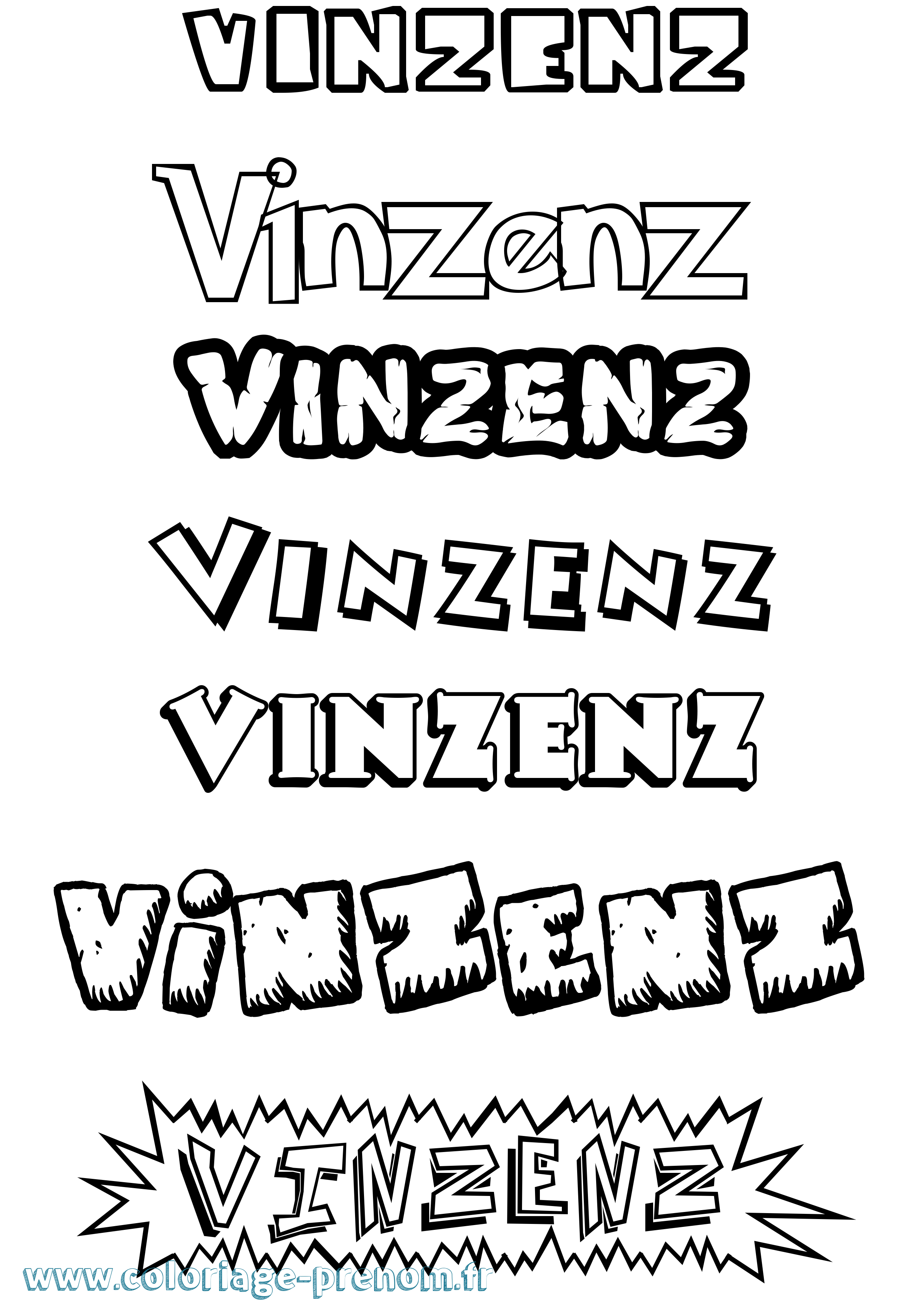 Coloriage Vinzenz Dessin Animé Coloriage prénom Vinzenz Dessin Animé