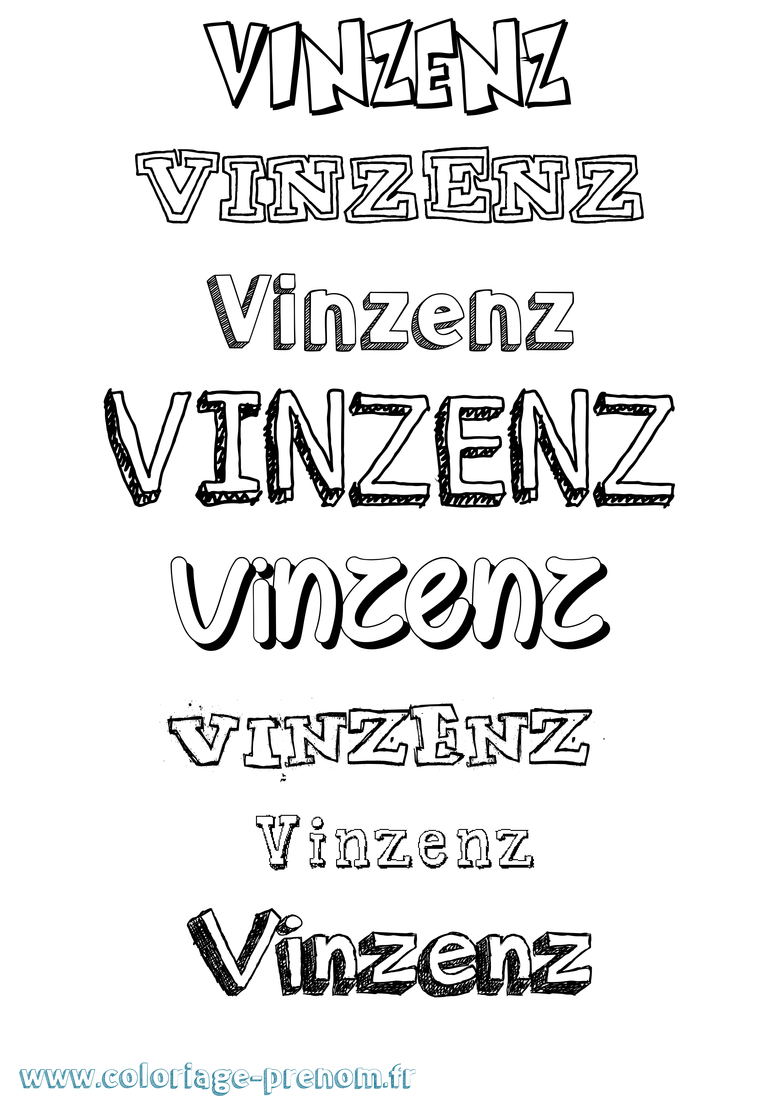 Coloriage Vinzenz Dessiné Coloriage prénom Vinzenz Dessiné