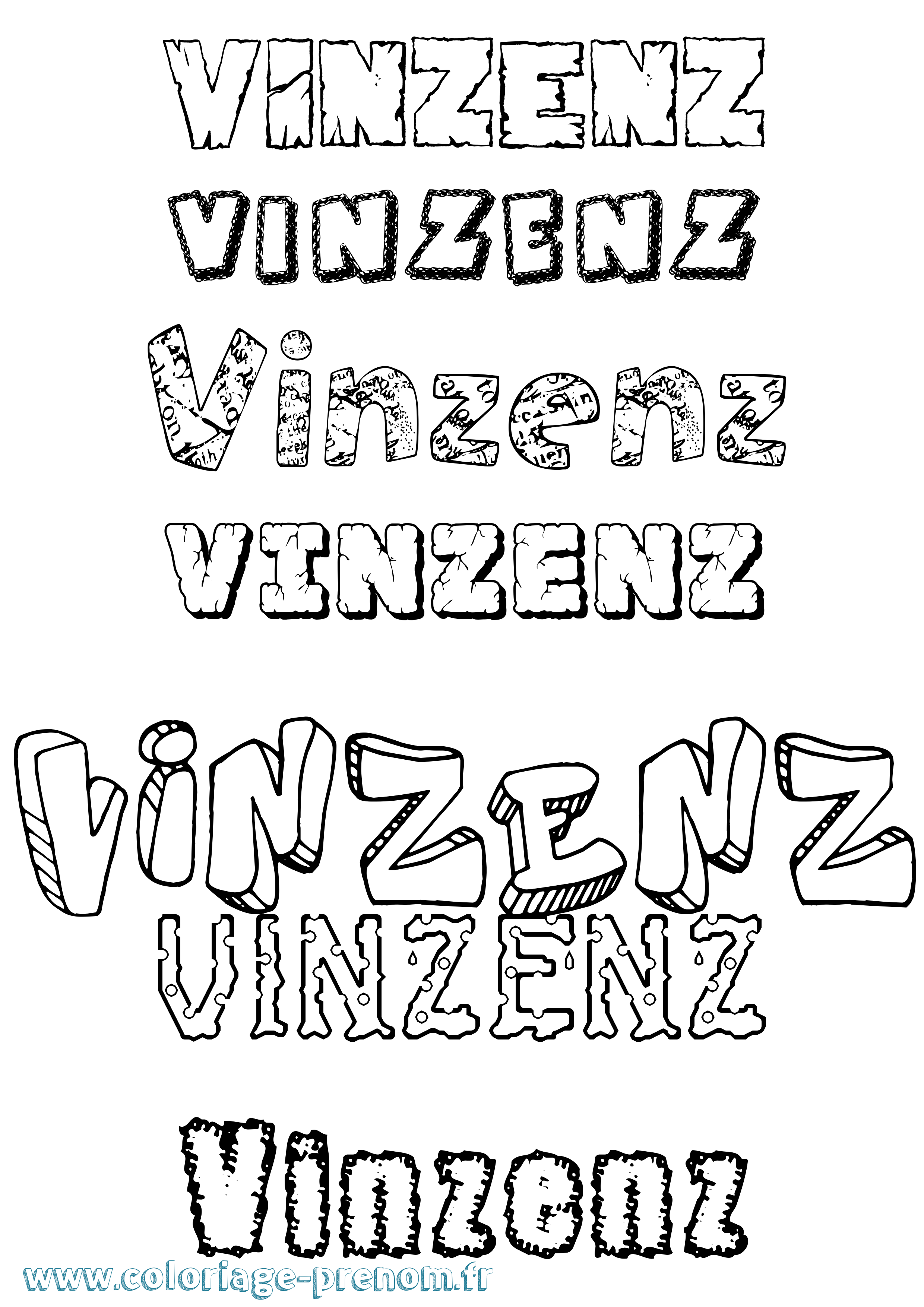 Coloriage Vinzenz Destructuré Coloriage prénom Vinzenz Destructuré