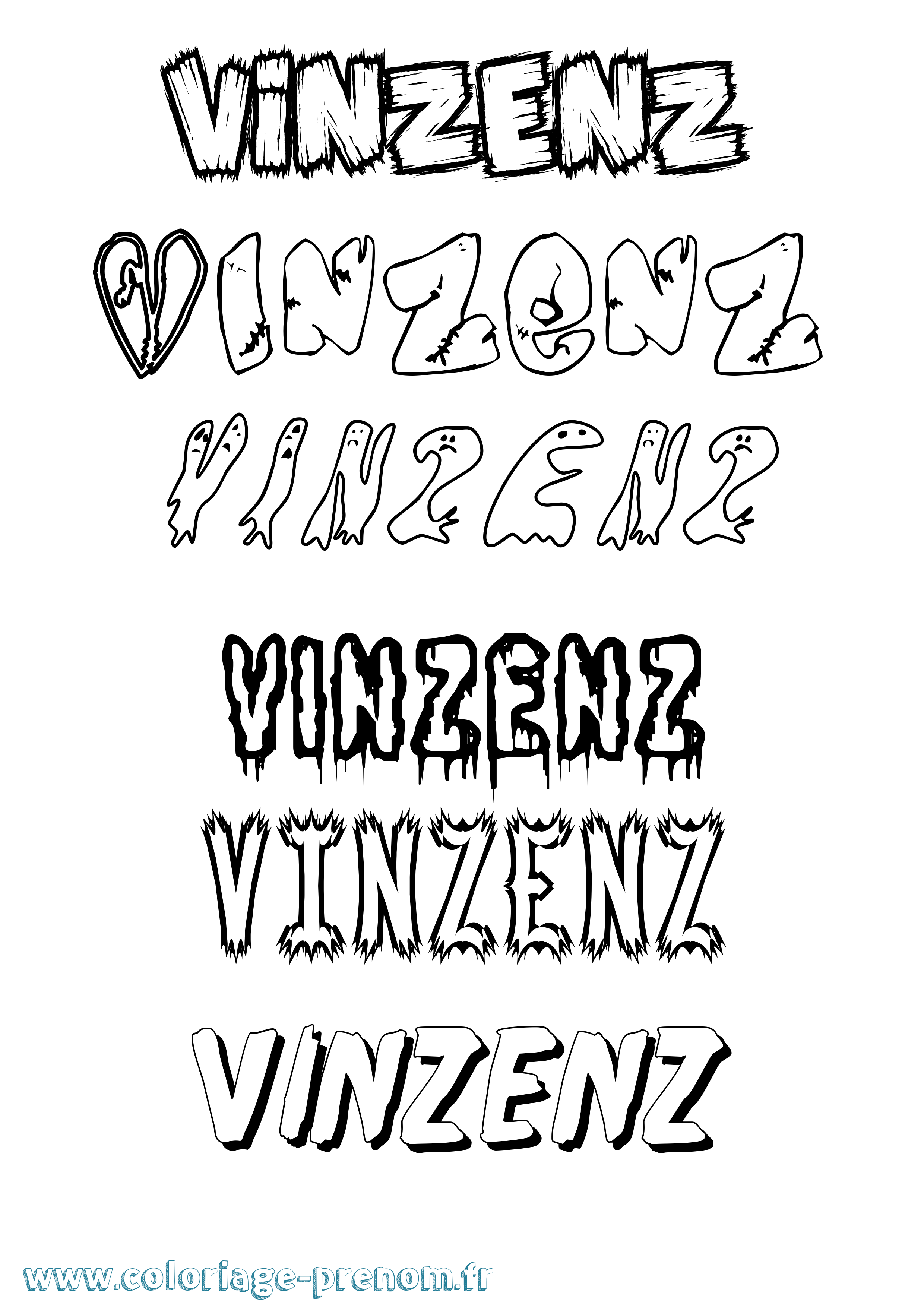 Coloriage Vinzenz Frisson Coloriage prénom Vinzenz Frisson