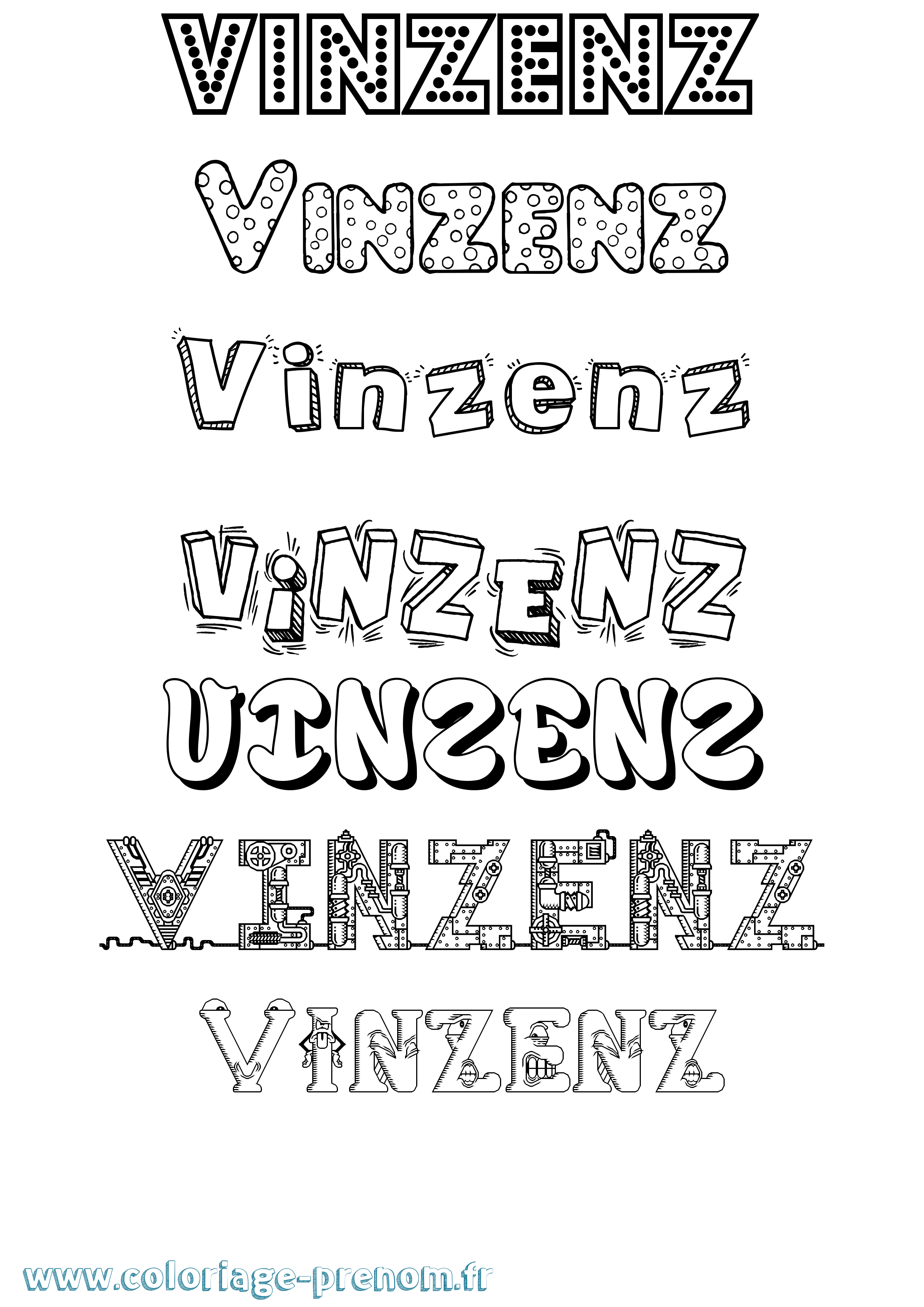 Coloriage Vinzenz Fun Coloriage prénom Vinzenz Fun