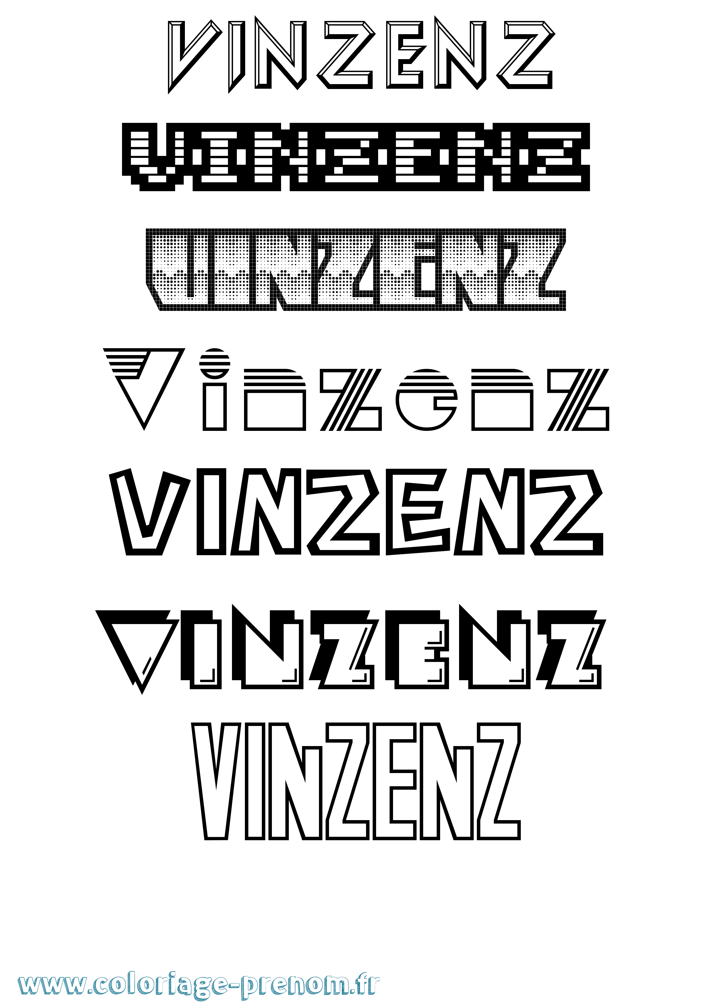 Coloriage Vinzenz Jeux Vidéos Coloriage prénom Vinzenz Jeux Vidéos