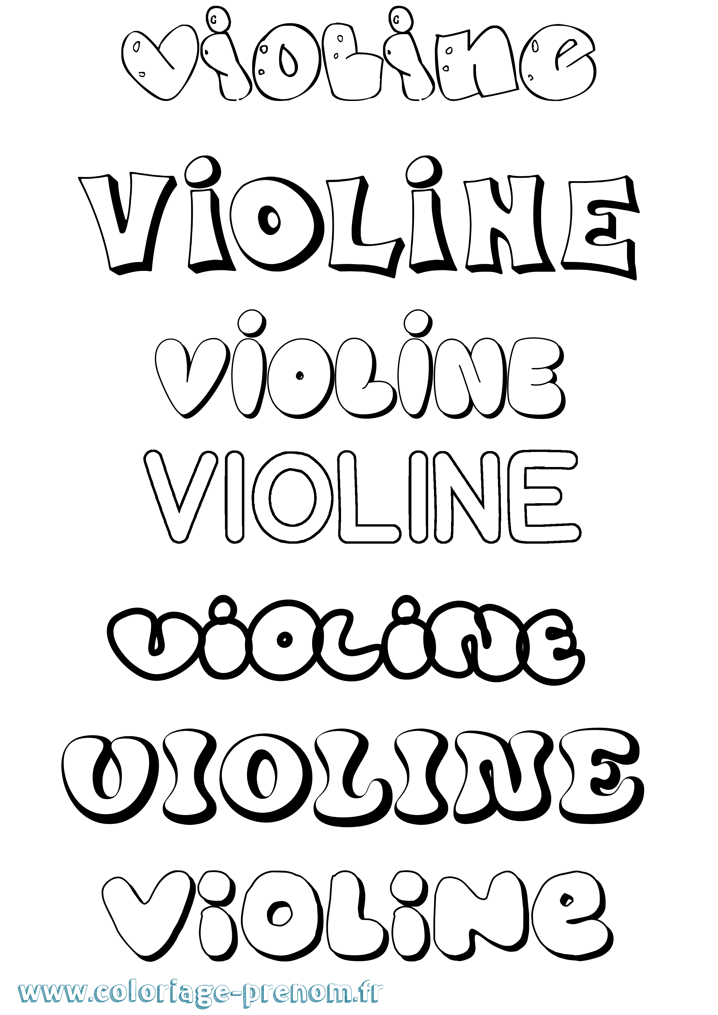Coloriage Violine Bubble Coloriage prénom Violine Bubble