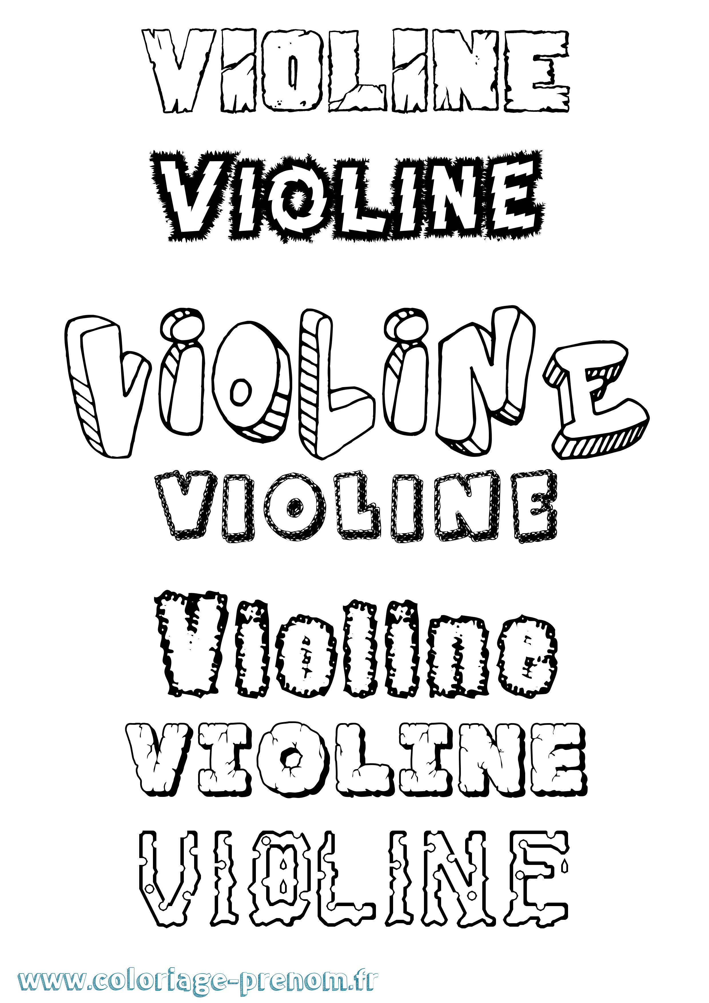 Coloriage Violine Destructuré Coloriage prénom Violine Destructuré