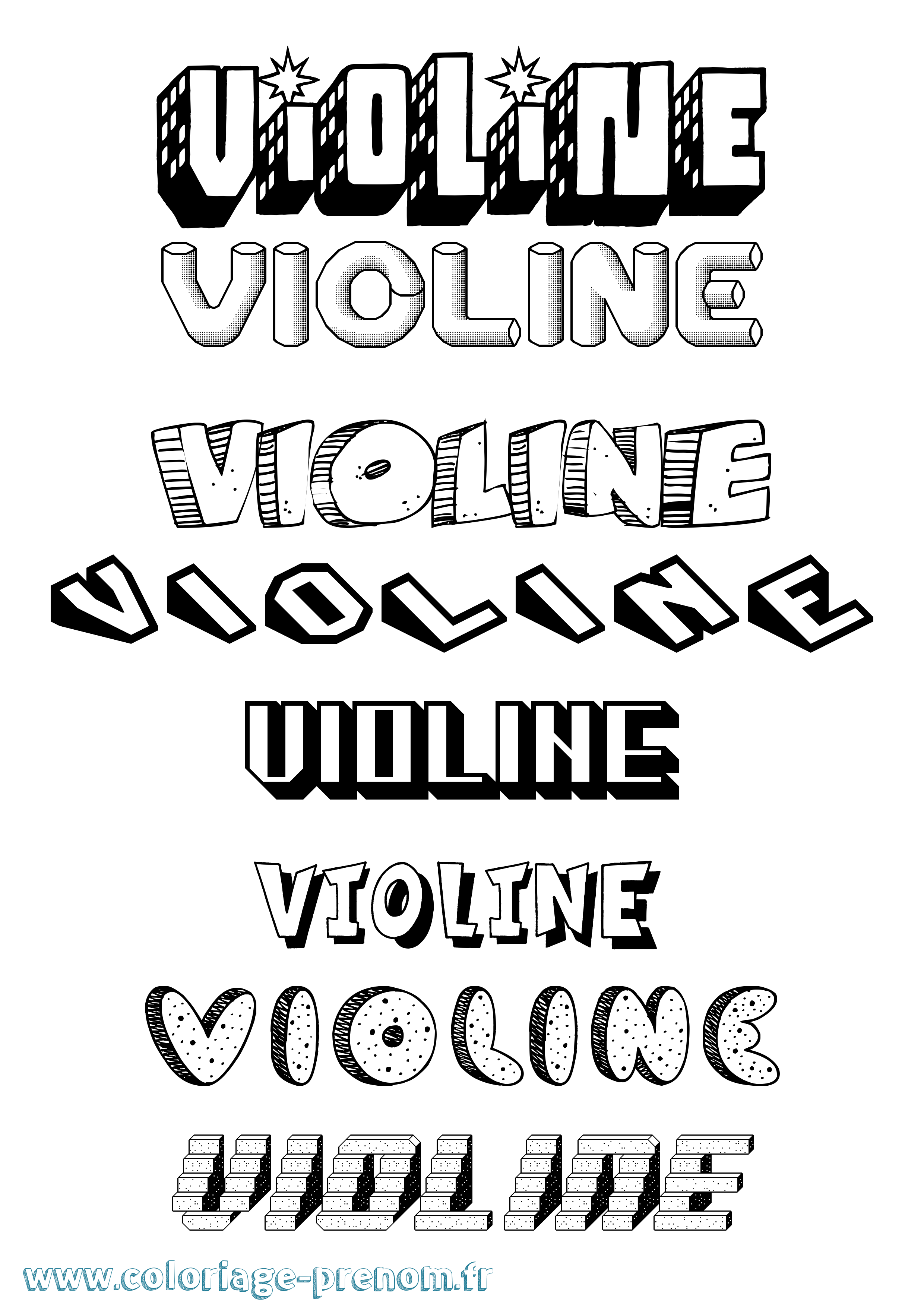 Coloriage Violine Effet 3D Coloriage prénom Violine Effet 3D