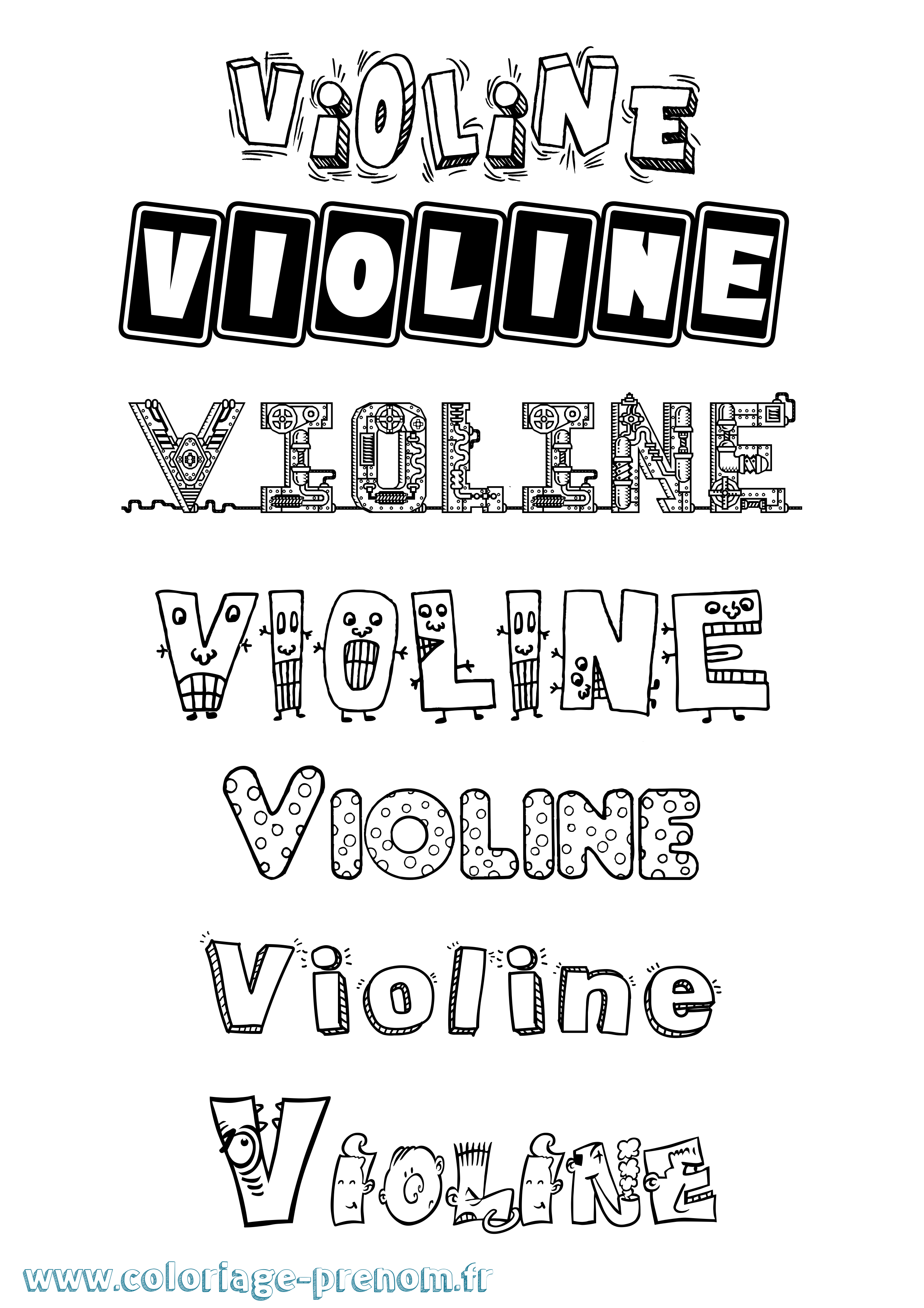 Coloriage Violine Fun Coloriage prénom Violine Fun