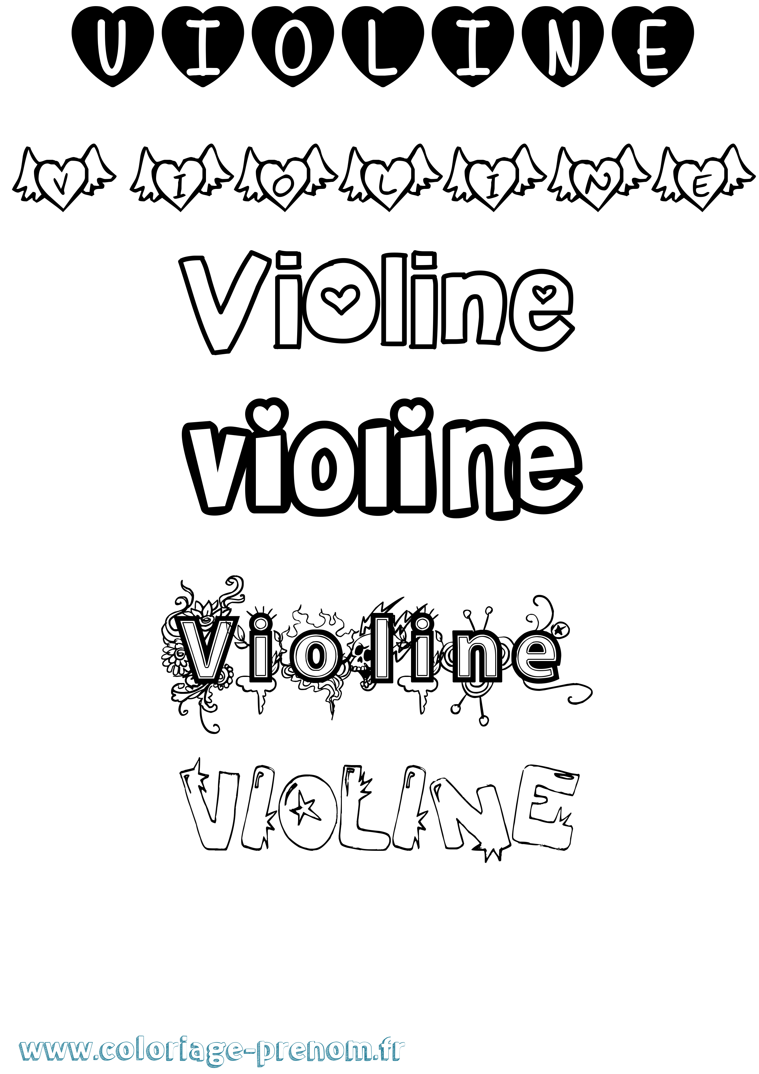 Coloriage Violine Girly Coloriage prénom Violine Girly
