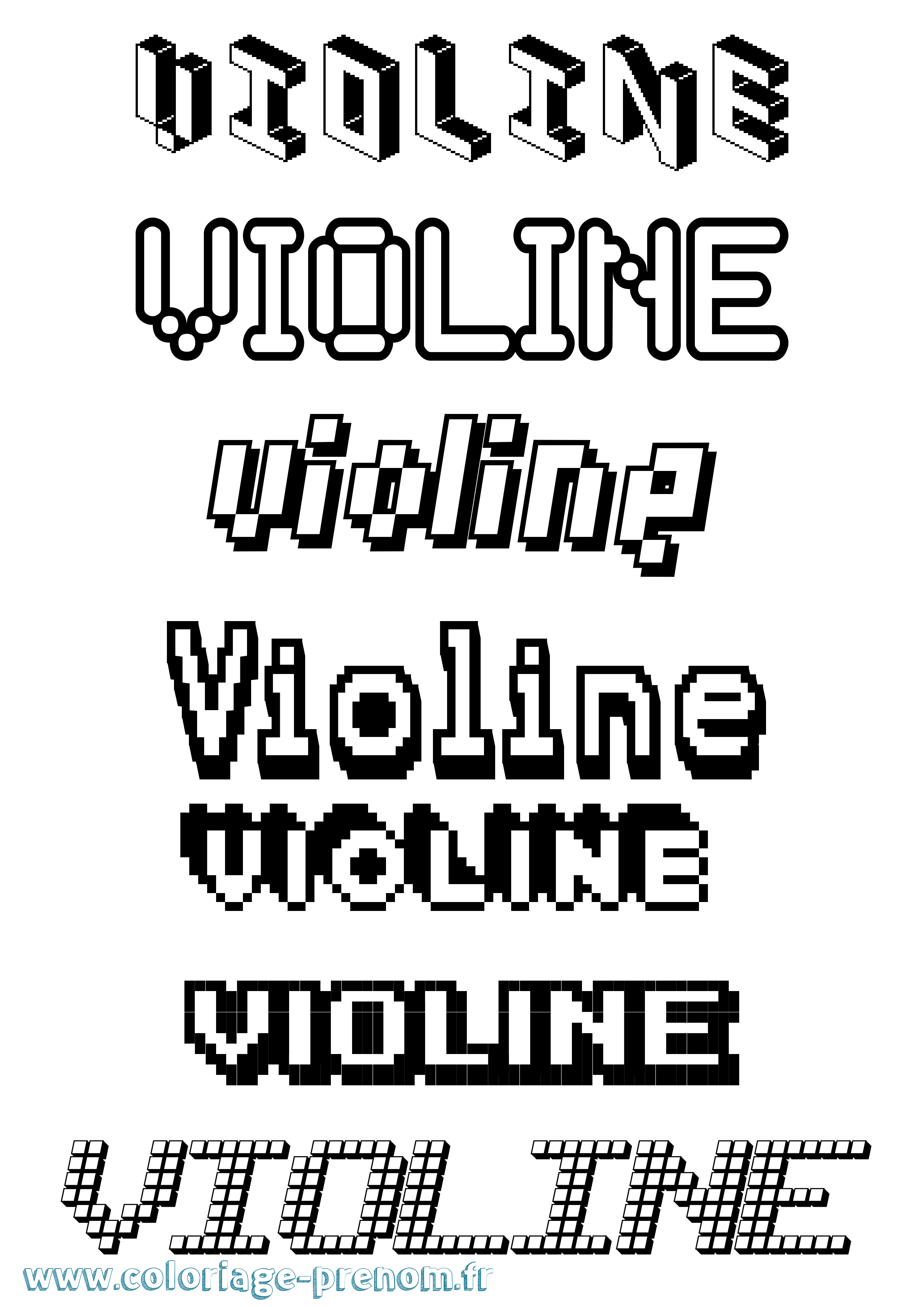 Coloriage Violine Pixel Coloriage prénom Violine Pixel