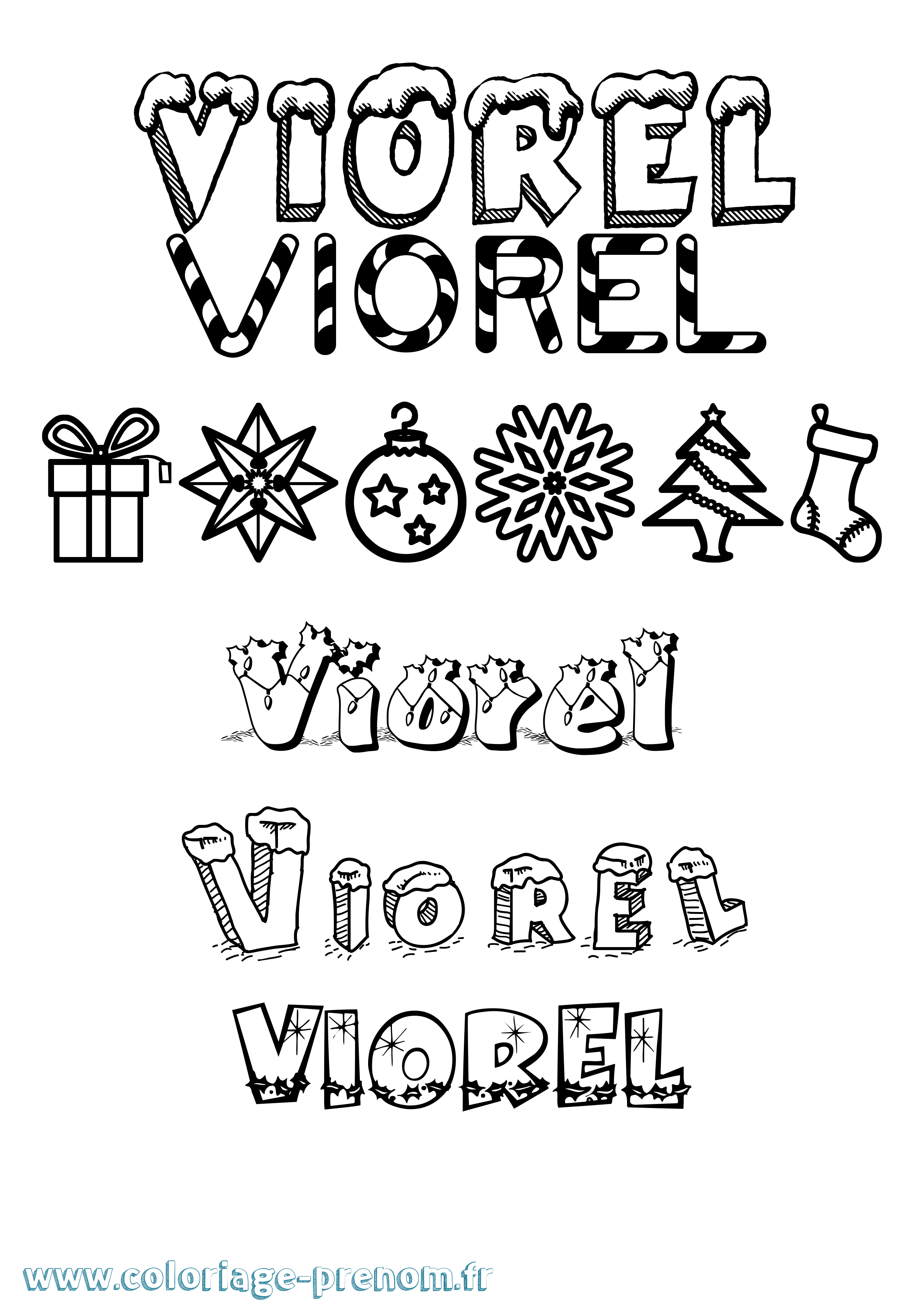 Coloriage Viorel Noël Coloriage prénom Viorel Noël