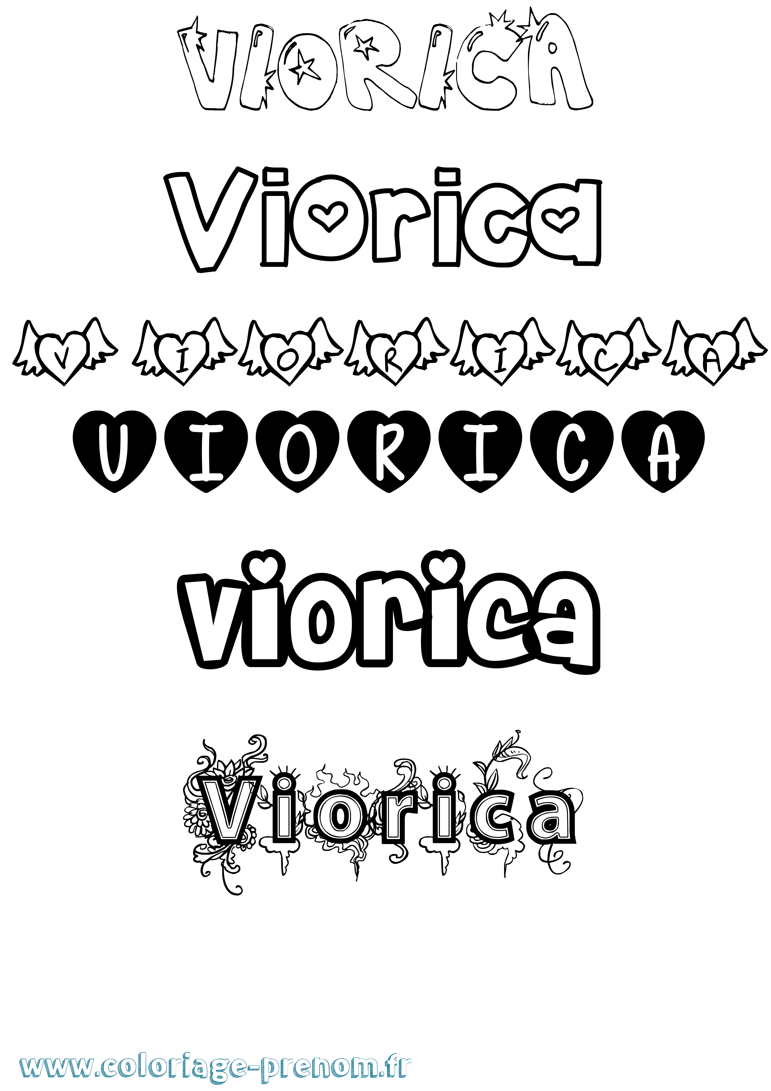 Coloriage Viorica Girly Coloriage prénom Viorica Girly