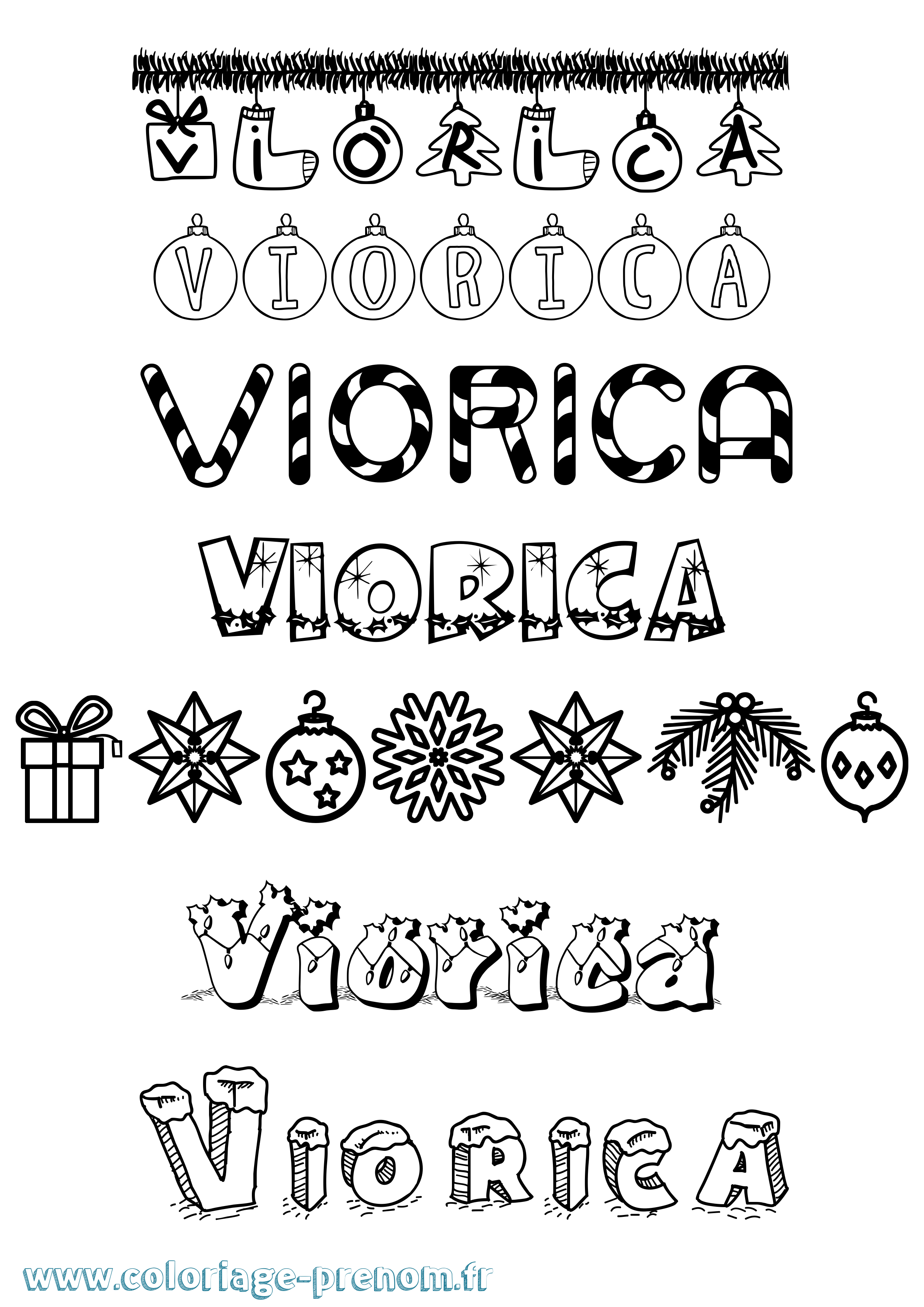 Coloriage Viorica Noël Coloriage prénom Viorica Noël