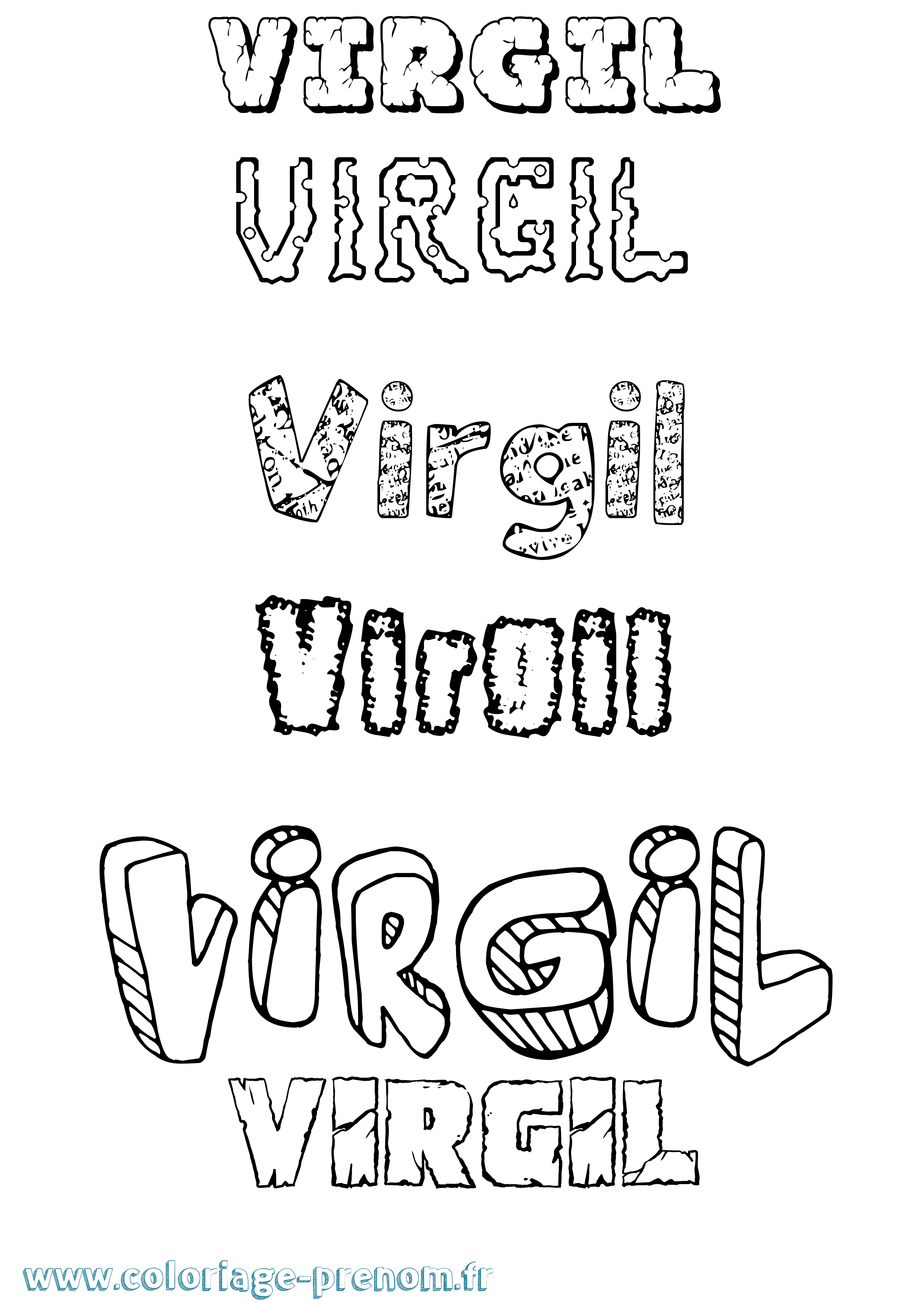 Coloriage Virgil Destructuré Coloriage prénom Virgil Destructuré
