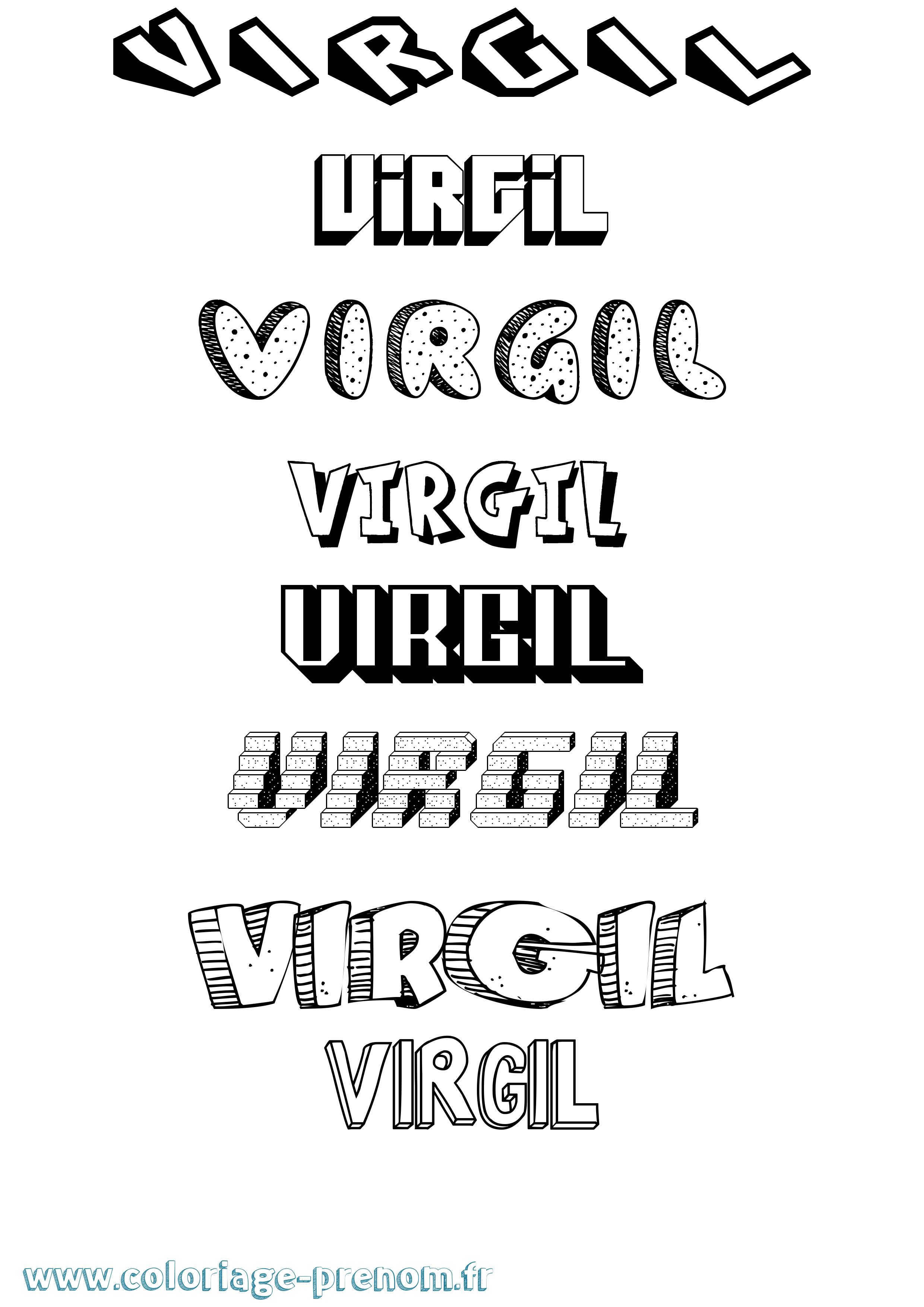 Coloriage Virgil Effet 3D Coloriage prénom Virgil Effet 3D