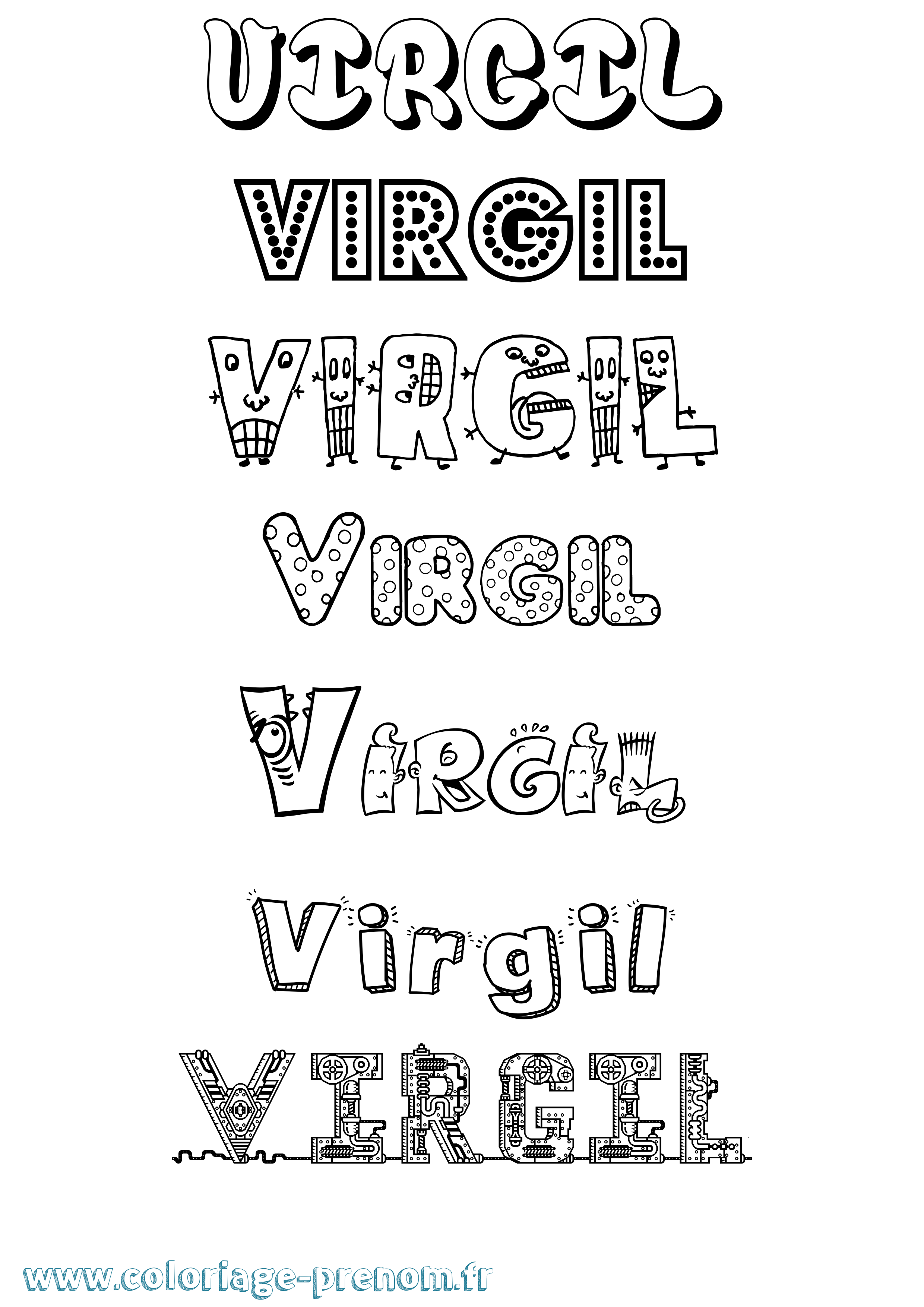 Coloriage Virgil Fun Coloriage prénom Virgil Fun
