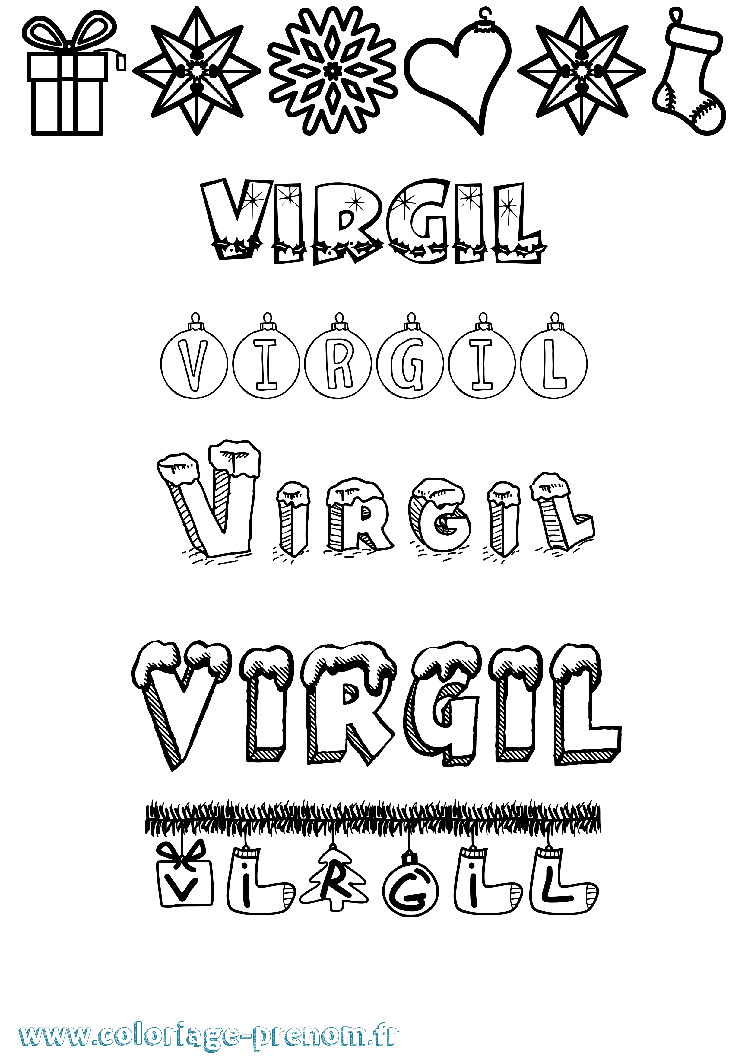 Coloriage Virgil Noël Coloriage prénom Virgil Noël