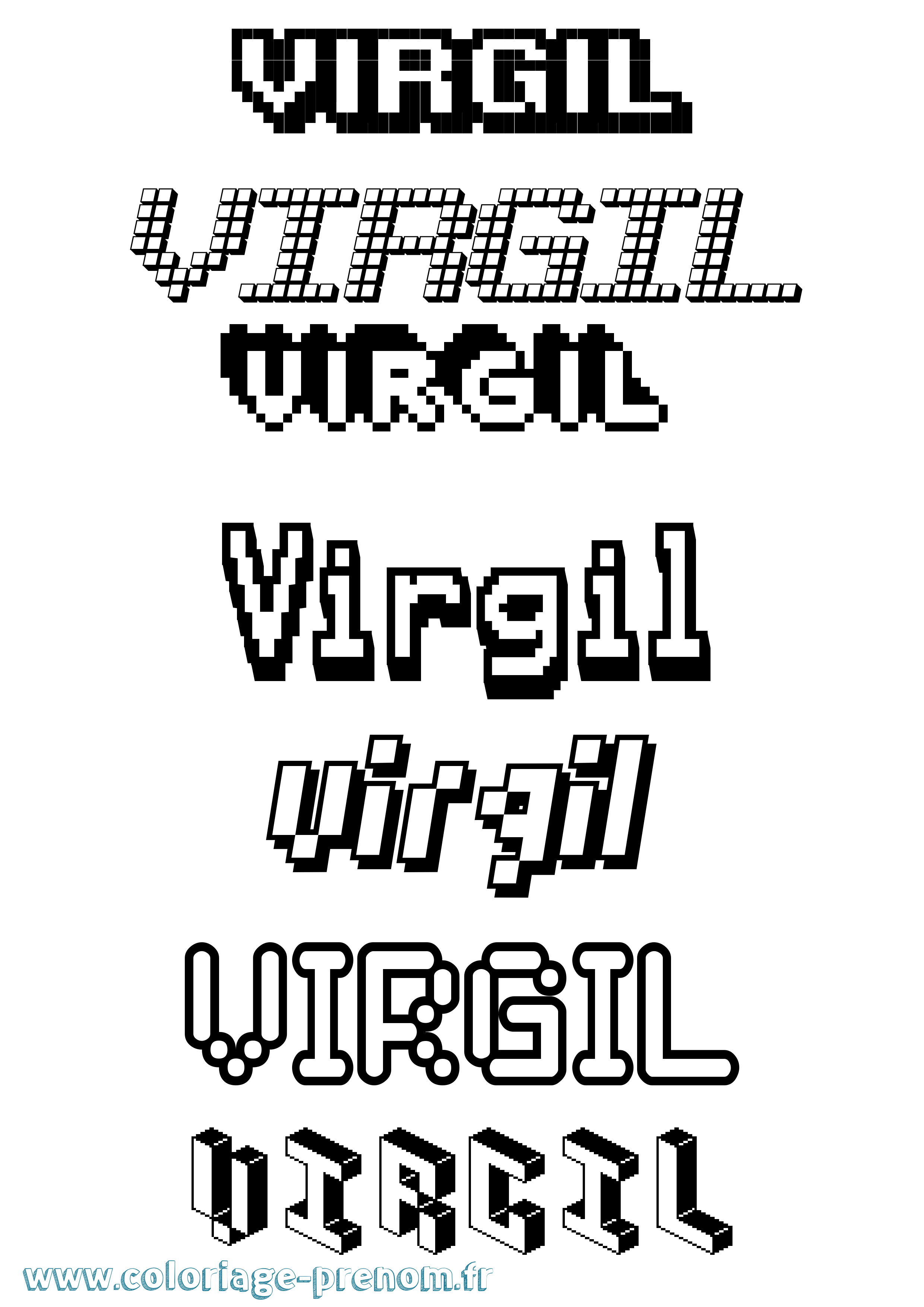 Coloriage Virgil Pixel Coloriage prénom Virgil Pixel