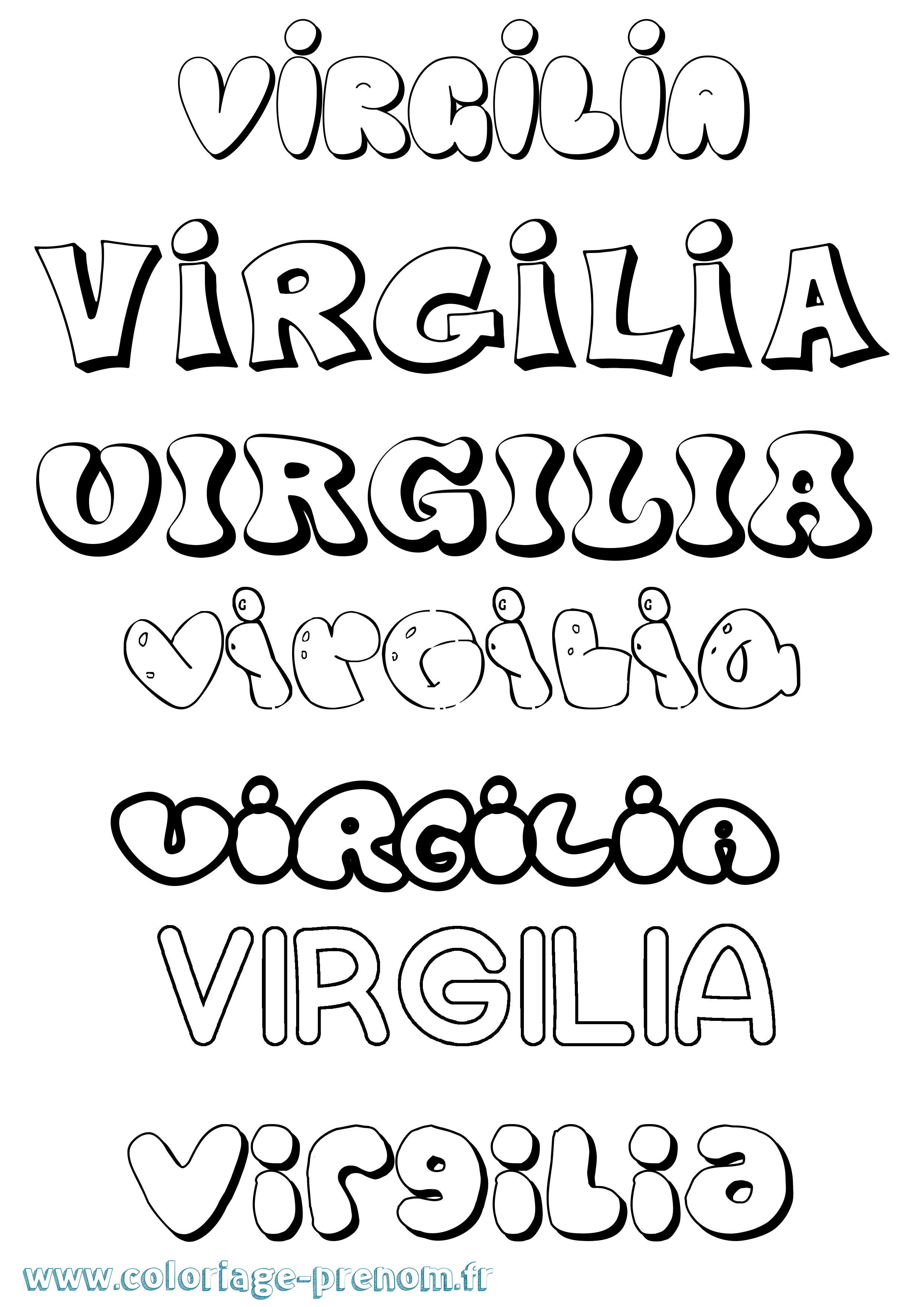 Coloriage Virgilia Bubble Coloriage prénom Virgilia Bubble