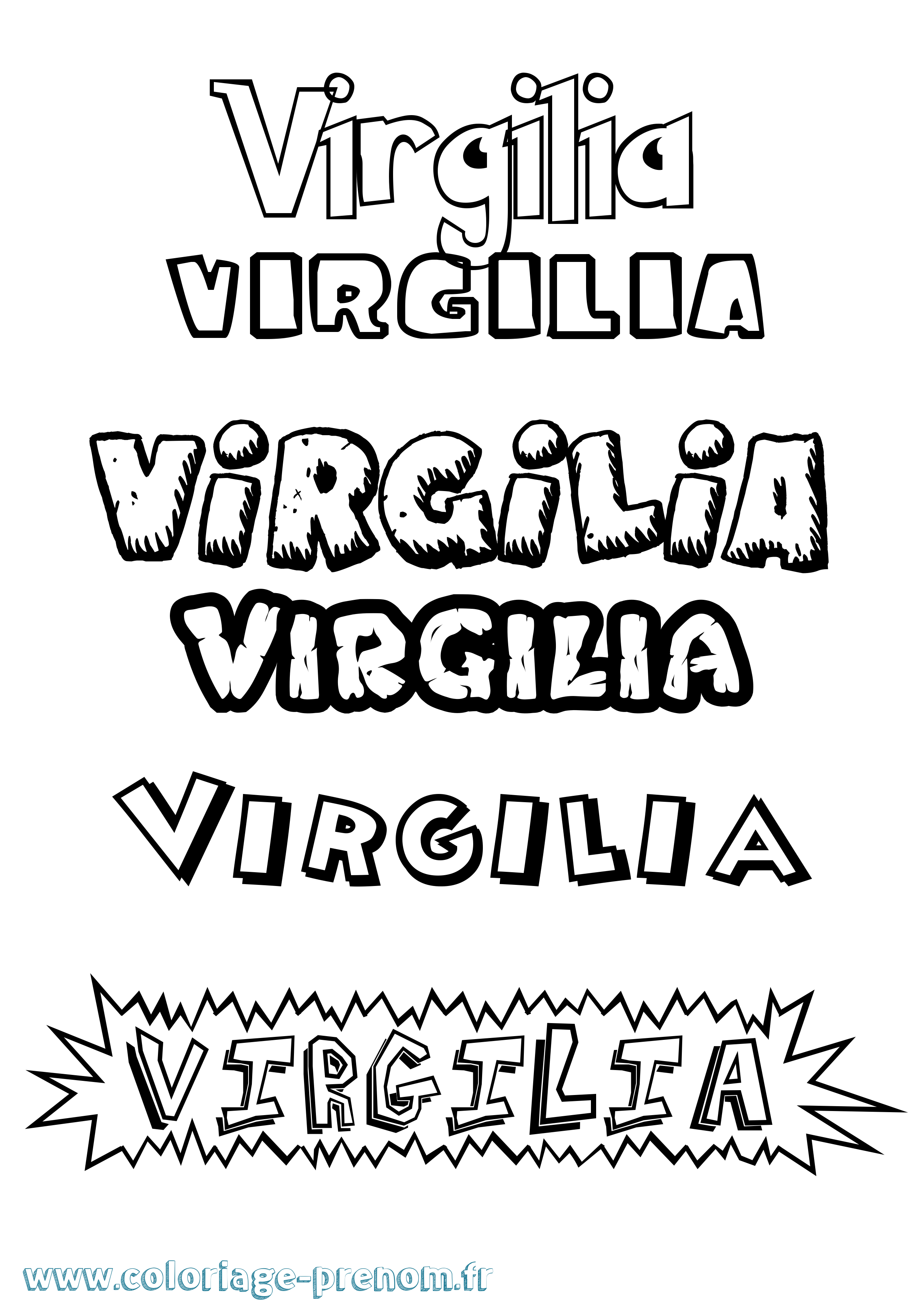 Coloriage Virgilia Dessin Animé Coloriage prénom Virgilia Dessin Animé