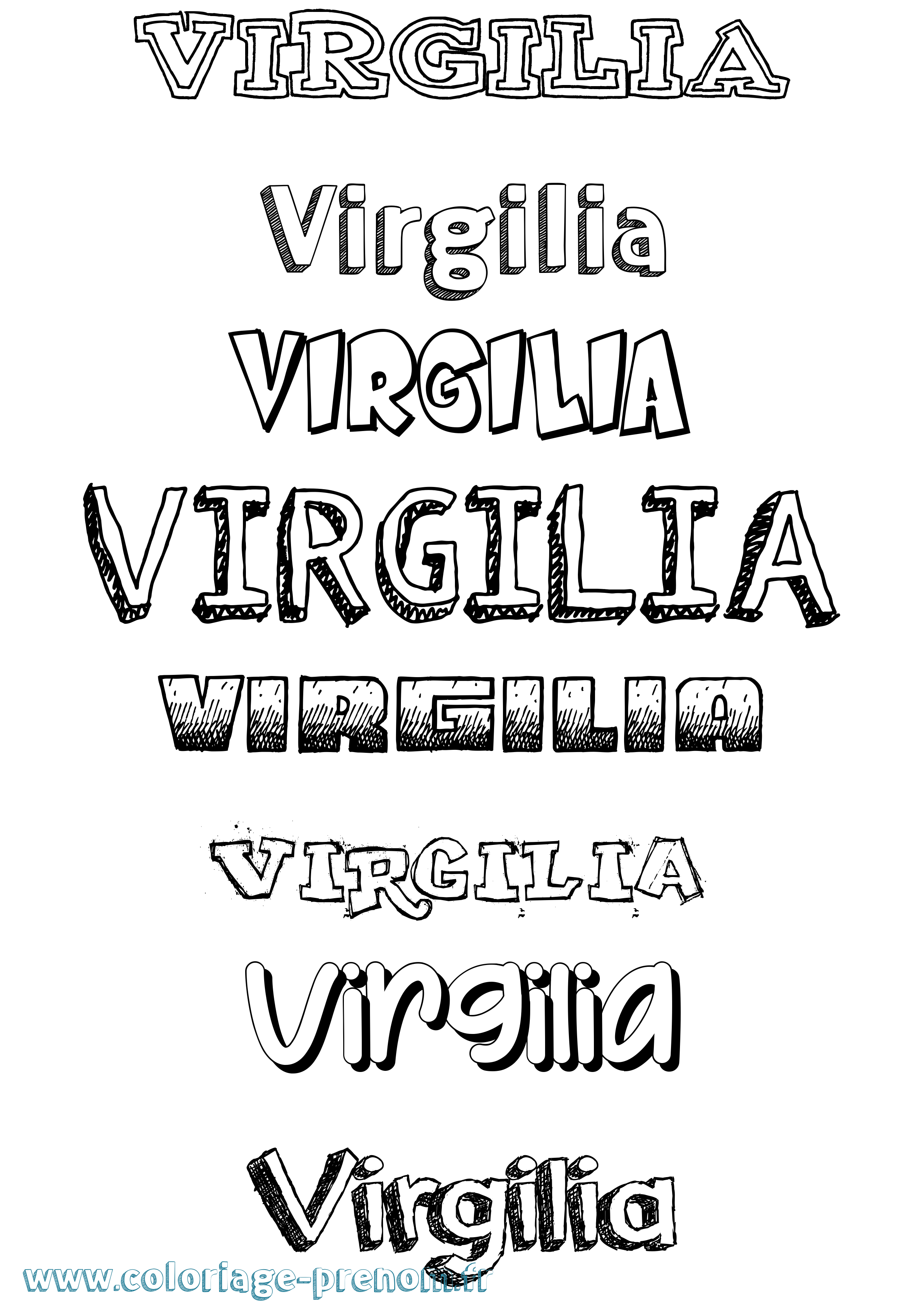 Coloriage Virgilia Dessiné Coloriage prénom Virgilia Dessiné