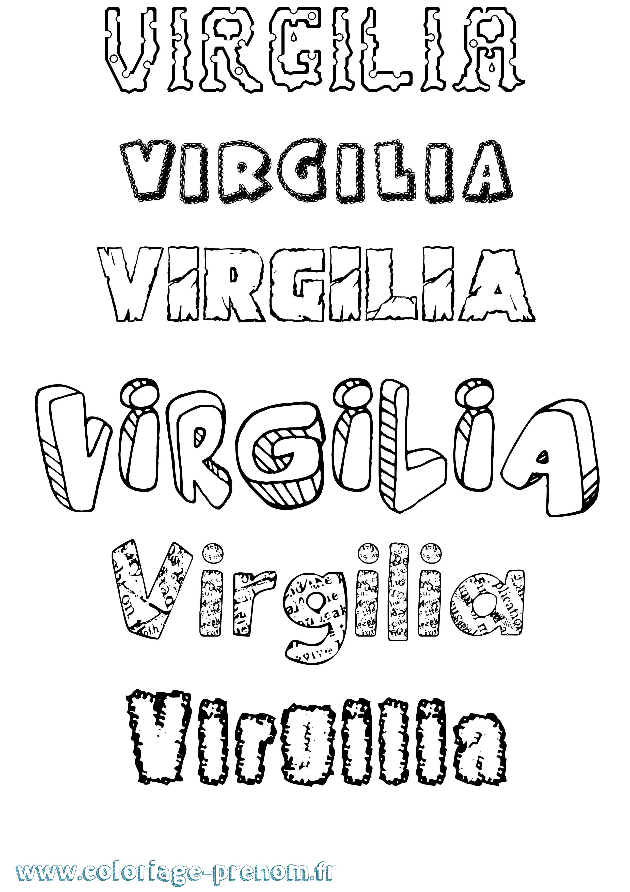 Coloriage Virgilia Destructuré Coloriage prénom Virgilia Destructuré