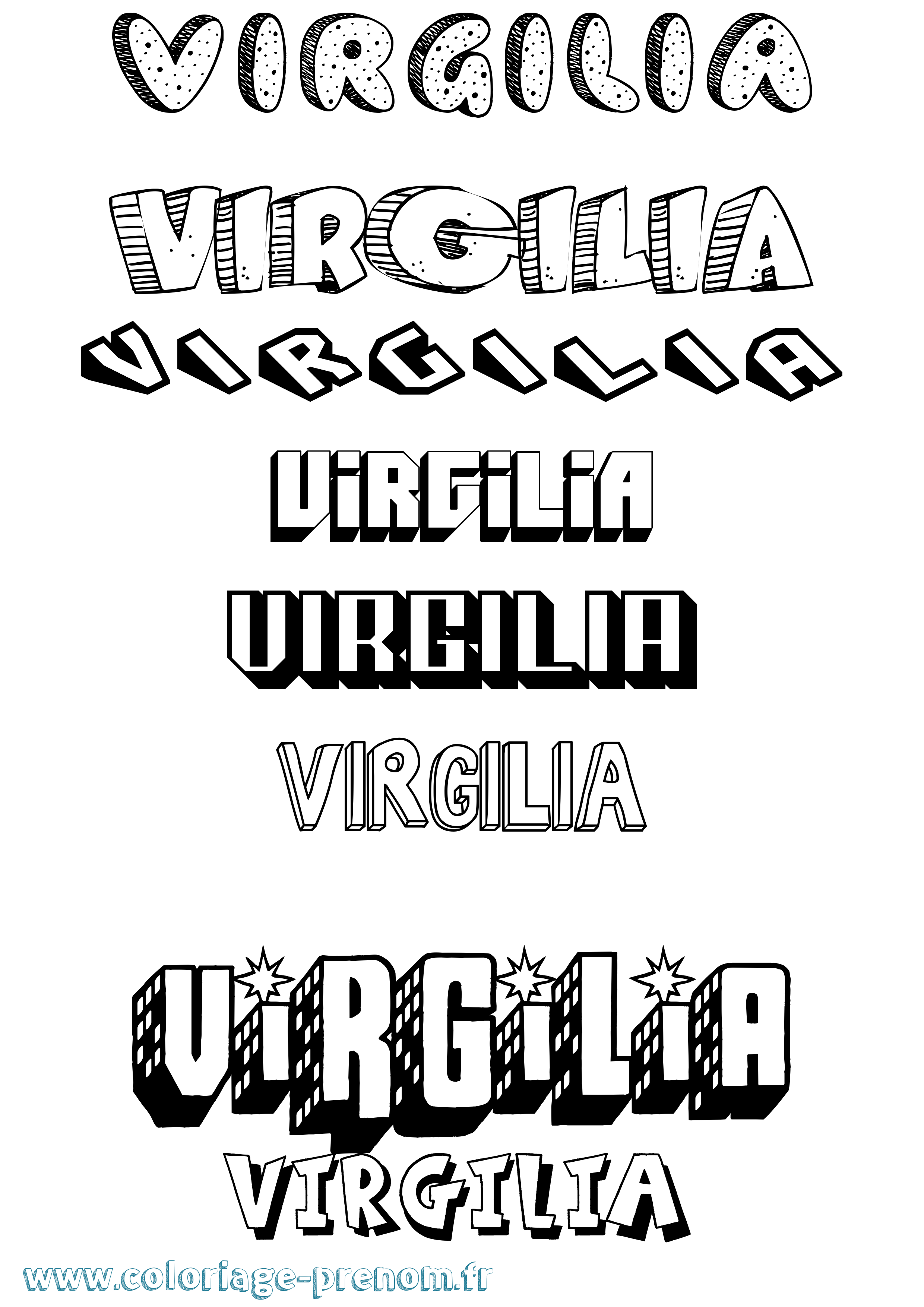 Coloriage Virgilia Effet 3D Coloriage prénom Virgilia Effet 3D