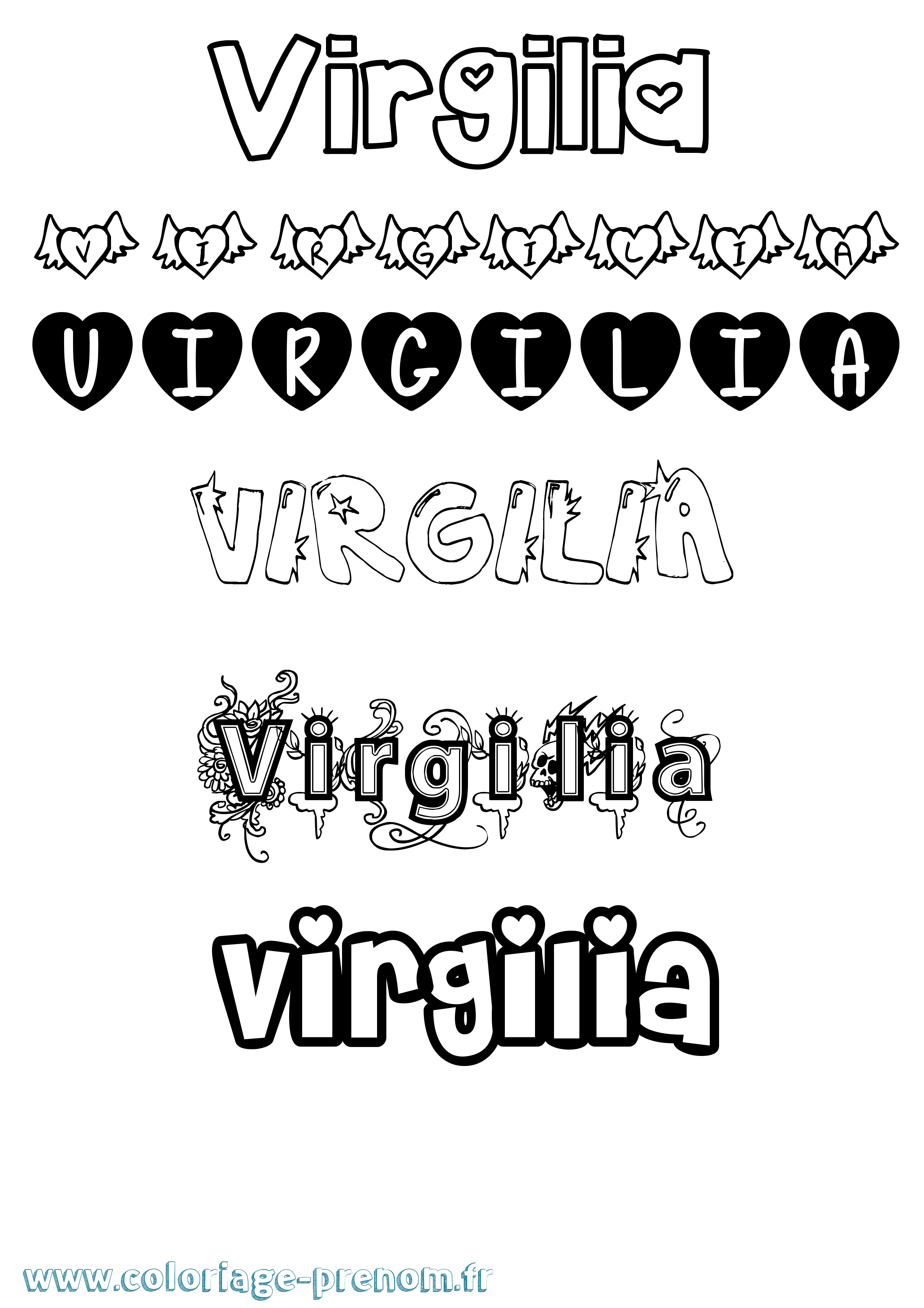 Coloriage Virgilia Girly Coloriage prénom Virgilia Girly