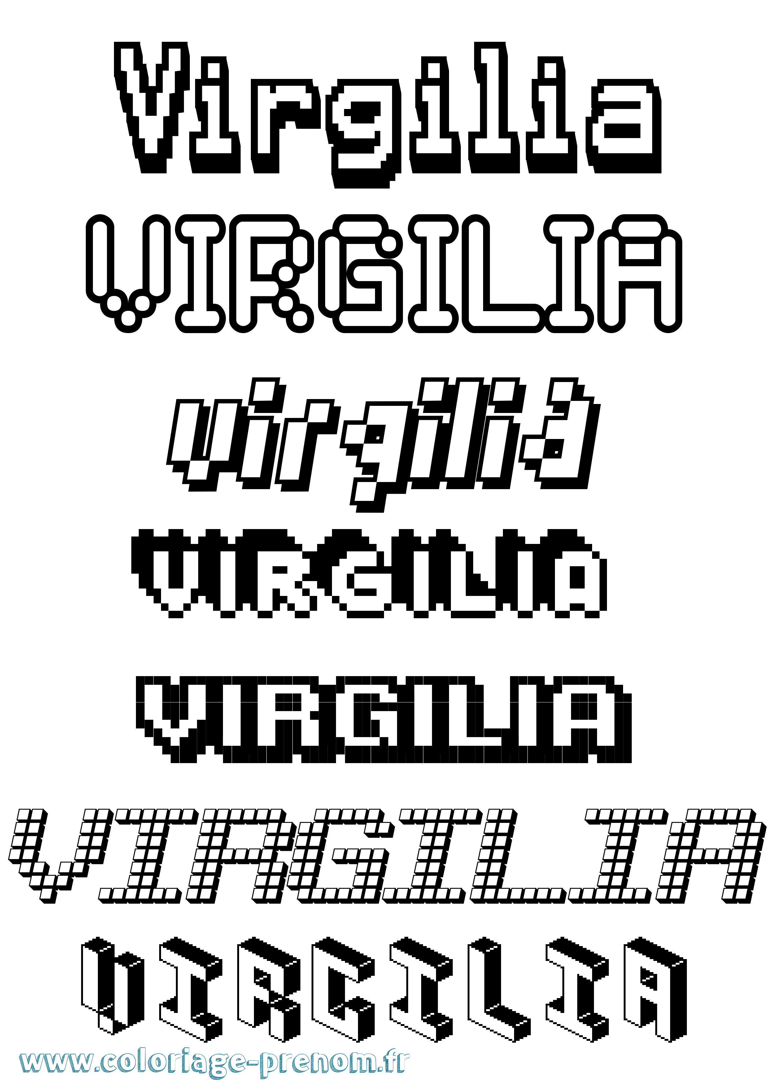 Coloriage Virgilia Pixel Coloriage prénom Virgilia Pixel
