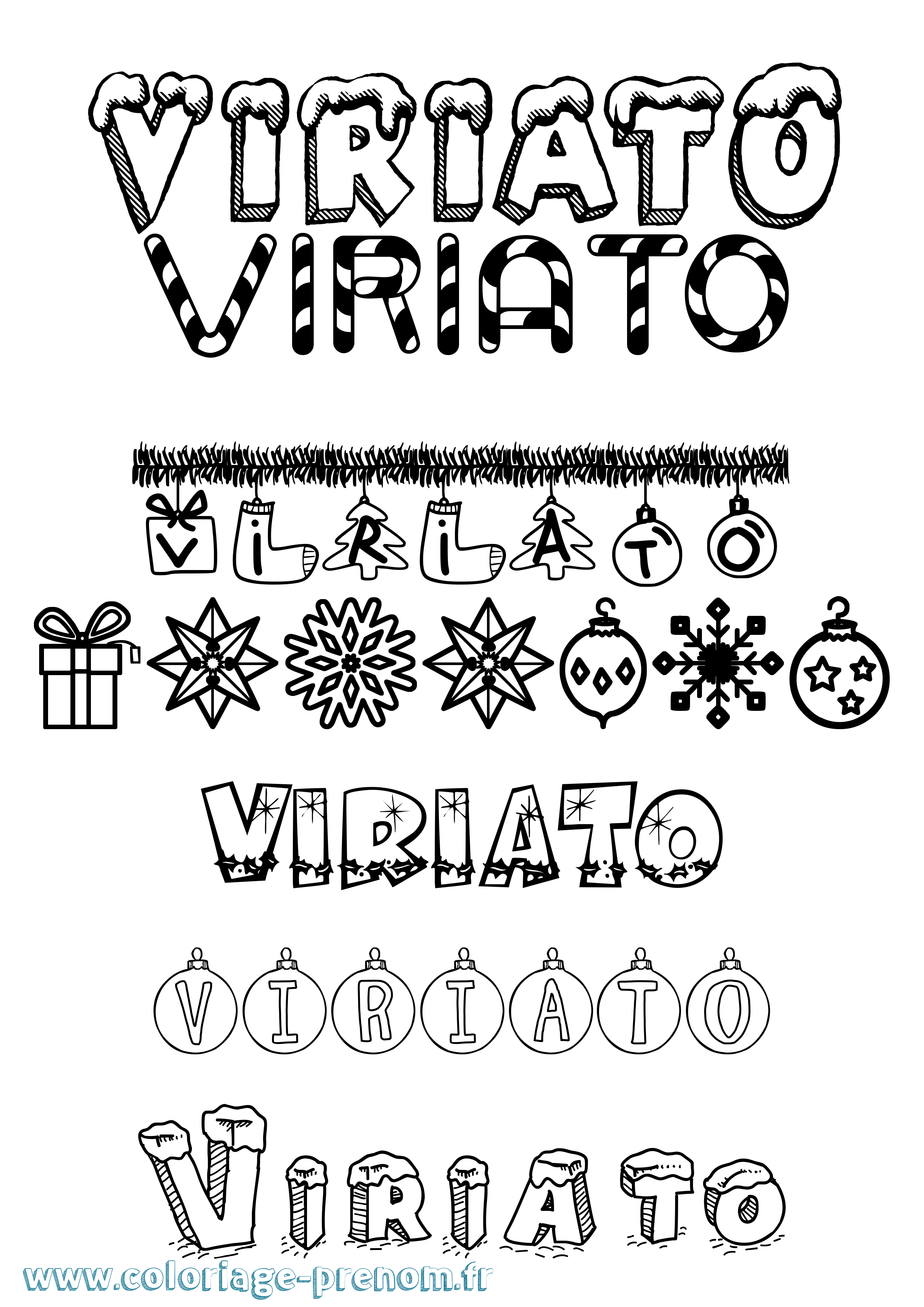 Coloriage Viriato Noël Coloriage prénom Viriato Noël