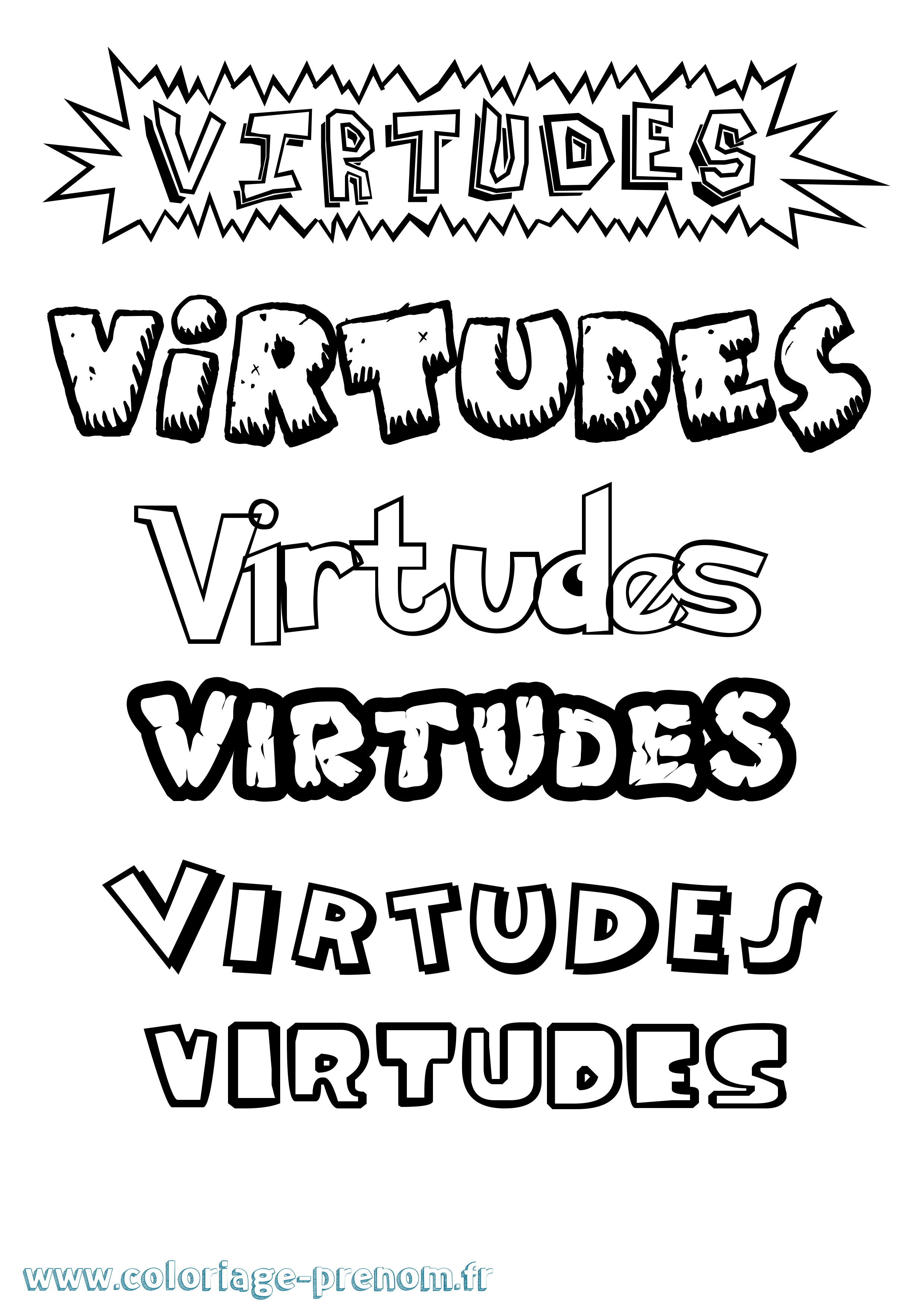 Coloriage Virtudes Dessin Animé Coloriage prénom Virtudes Dessin Animé