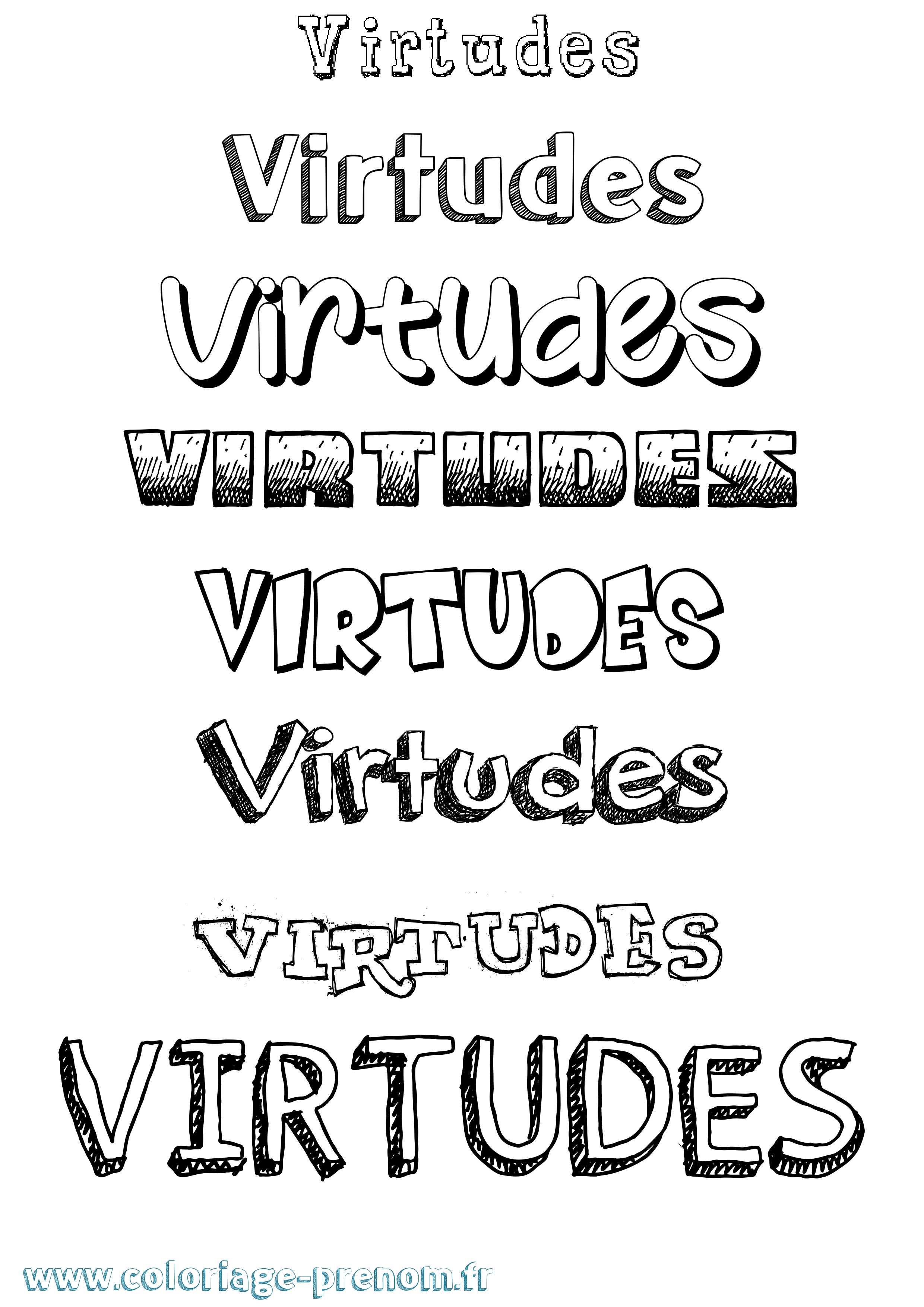 Coloriage Virtudes Dessiné Coloriage prénom Virtudes Dessiné