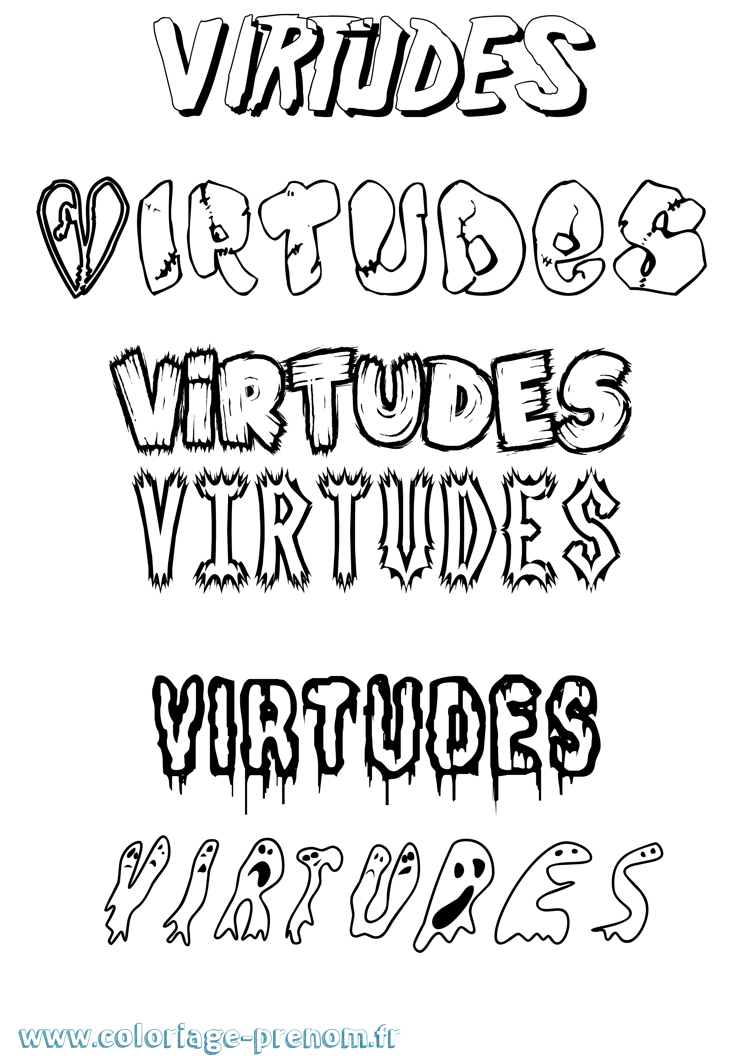 Coloriage Virtudes Frisson Coloriage prénom Virtudes Frisson