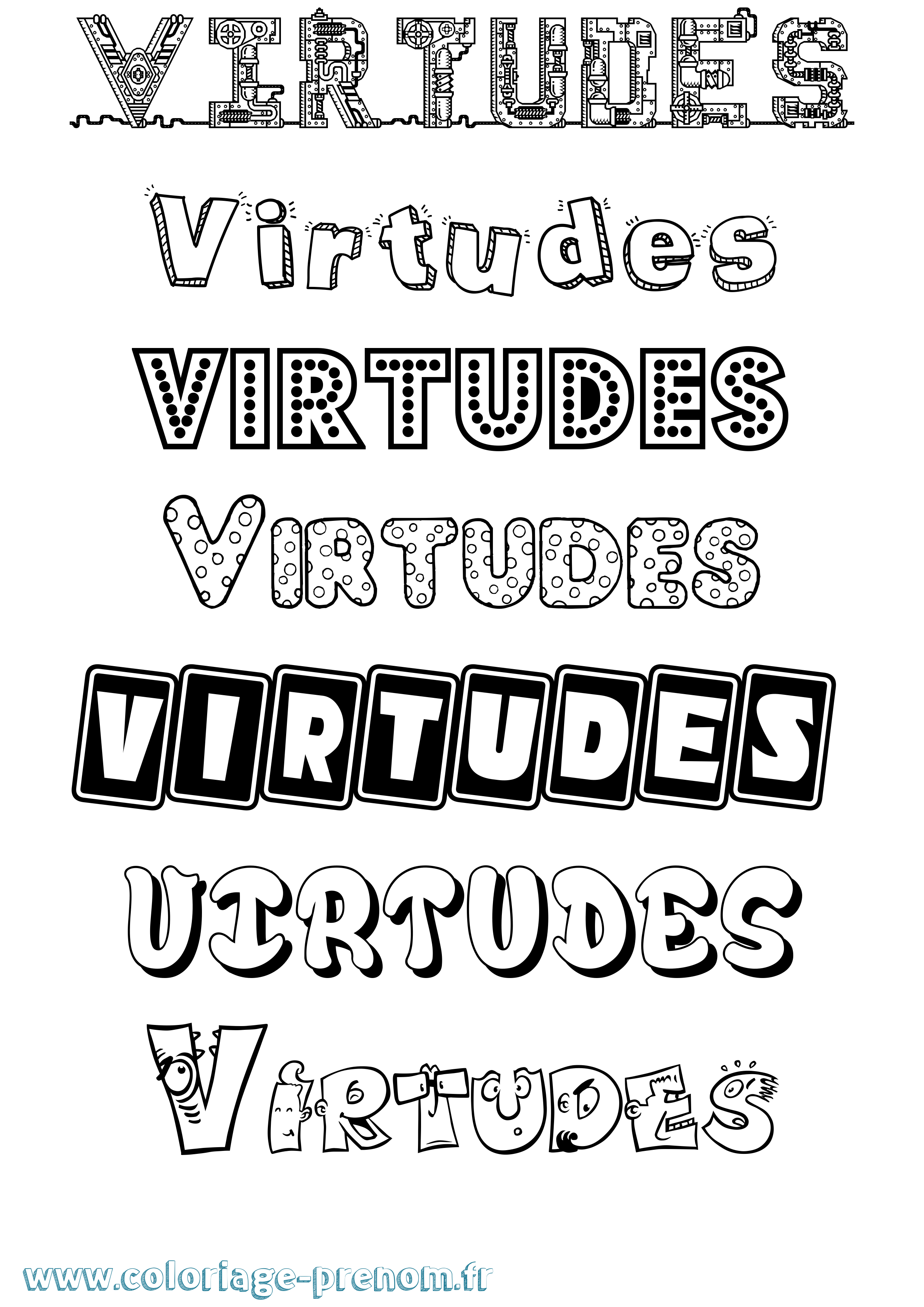 Coloriage Virtudes Fun Coloriage prénom Virtudes Fun