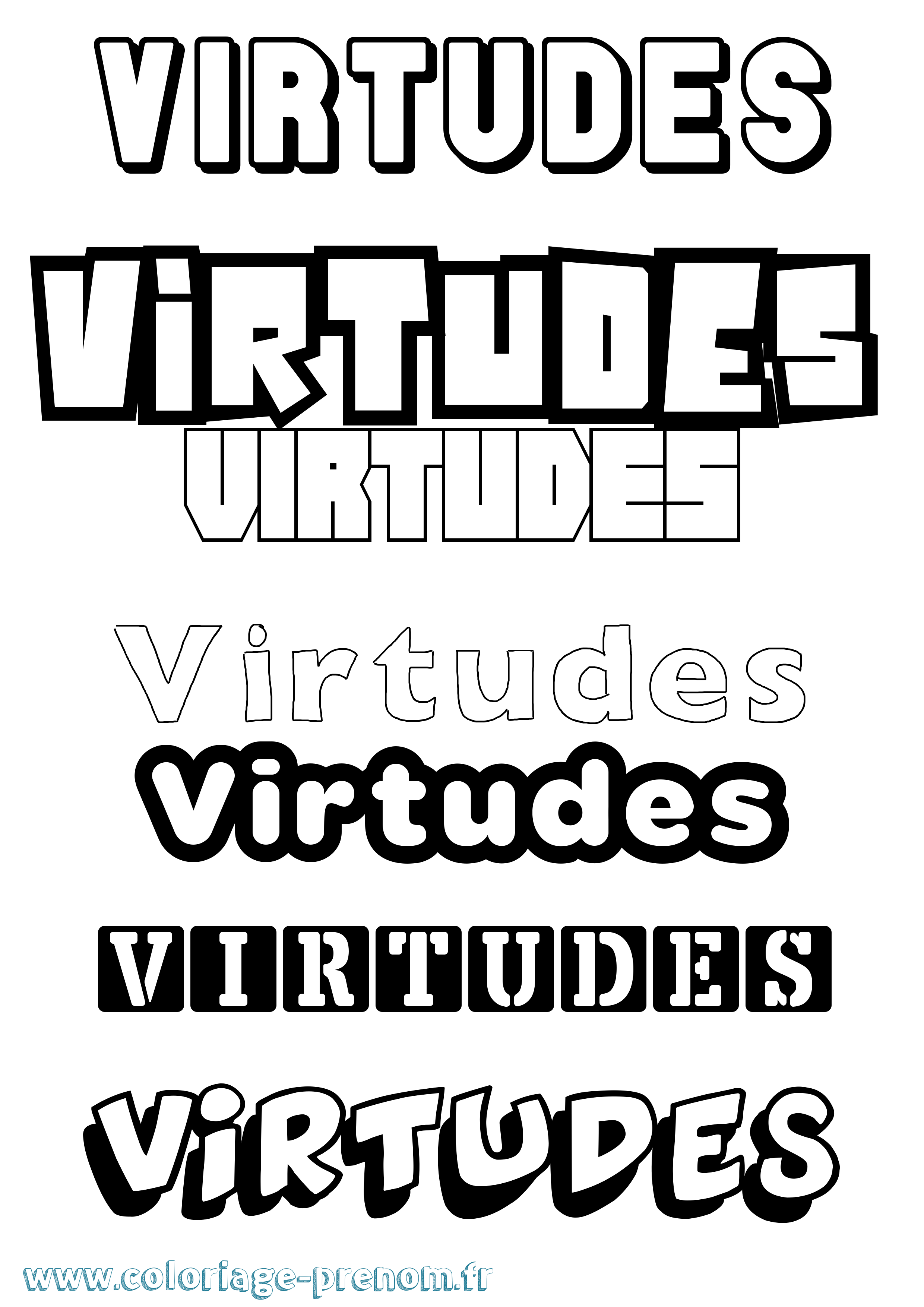 Coloriage Virtudes Simple Coloriage prénom Virtudes Simple
