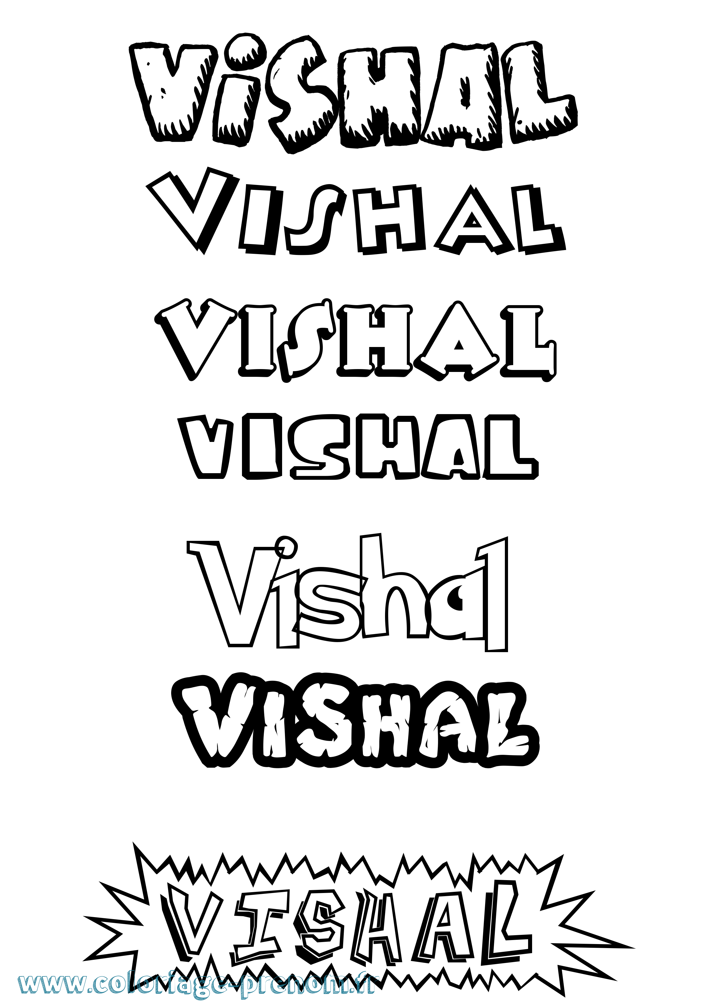 Coloriage Vishal Dessin Animé Coloriage prénom Vishal Dessin Animé