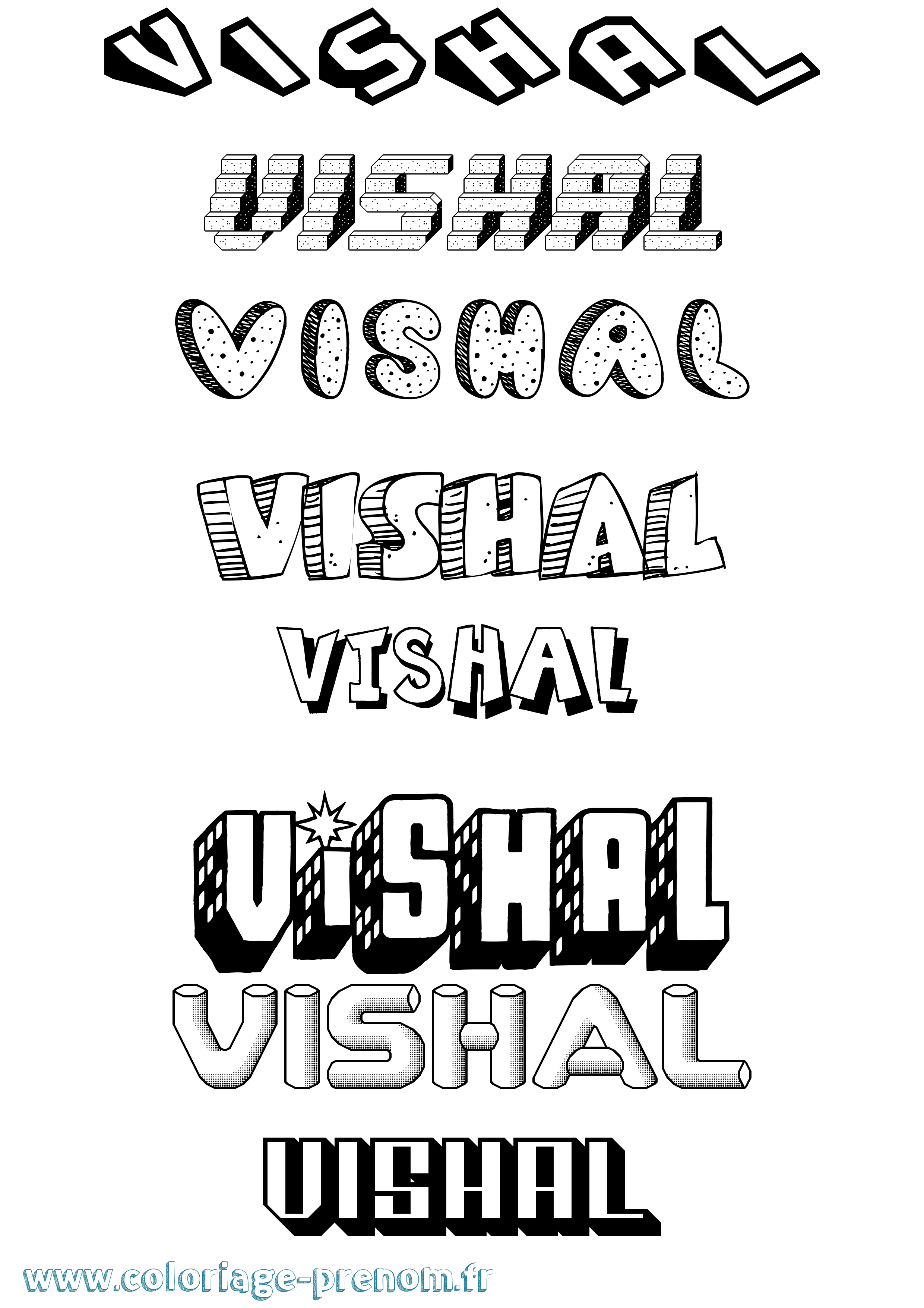 Coloriage Vishal Effet 3D Coloriage prénom Vishal Effet 3D