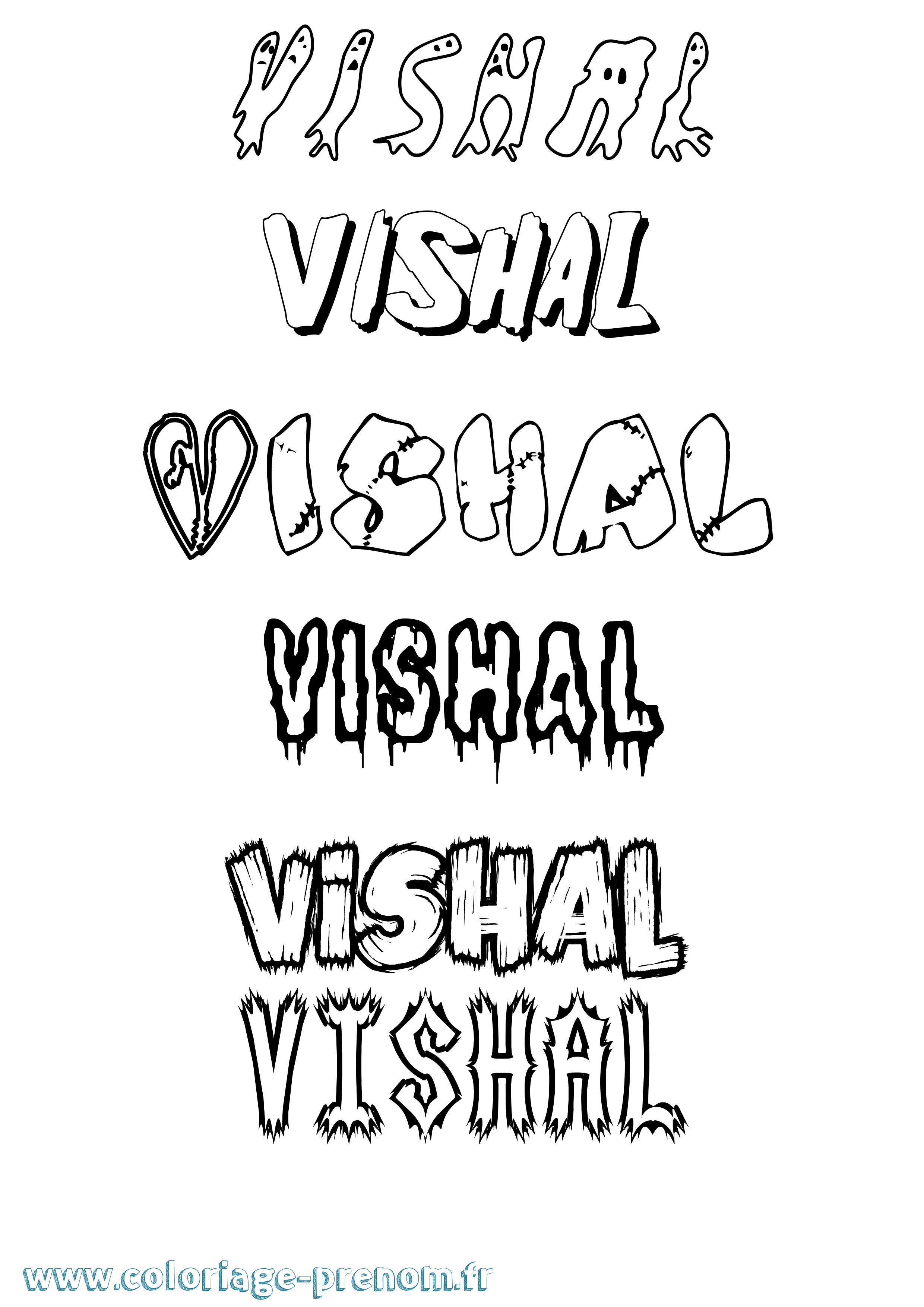 Coloriage Vishal Frisson Coloriage prénom Vishal Frisson