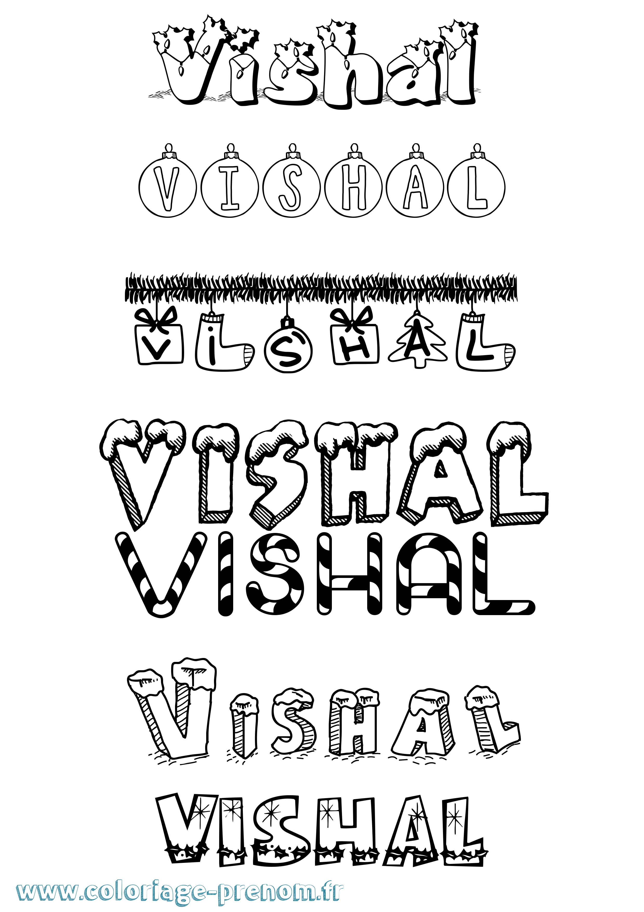 Coloriage Vishal Noël Coloriage prénom Vishal Noël