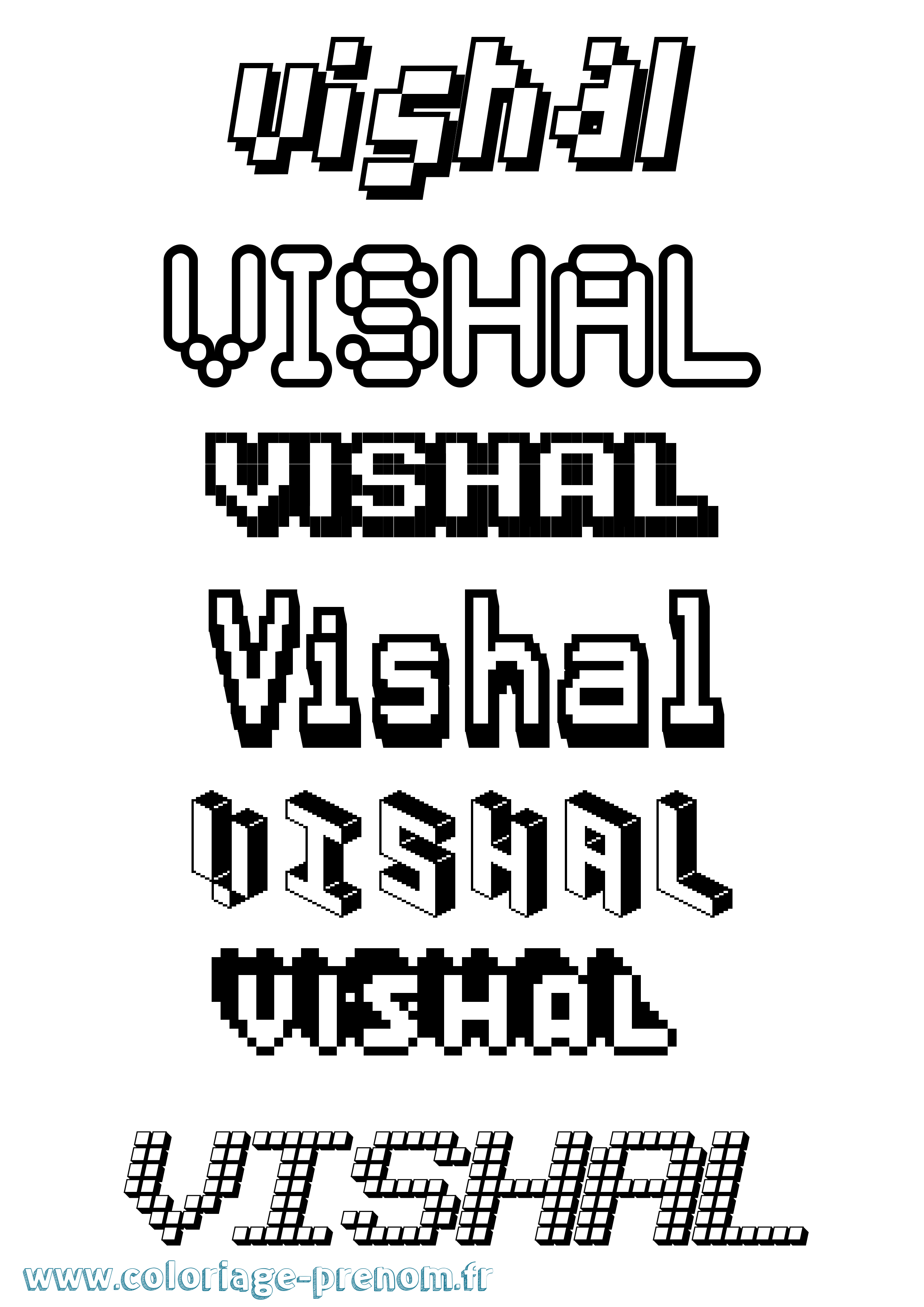 Coloriage Vishal Pixel Coloriage prénom Vishal Pixel