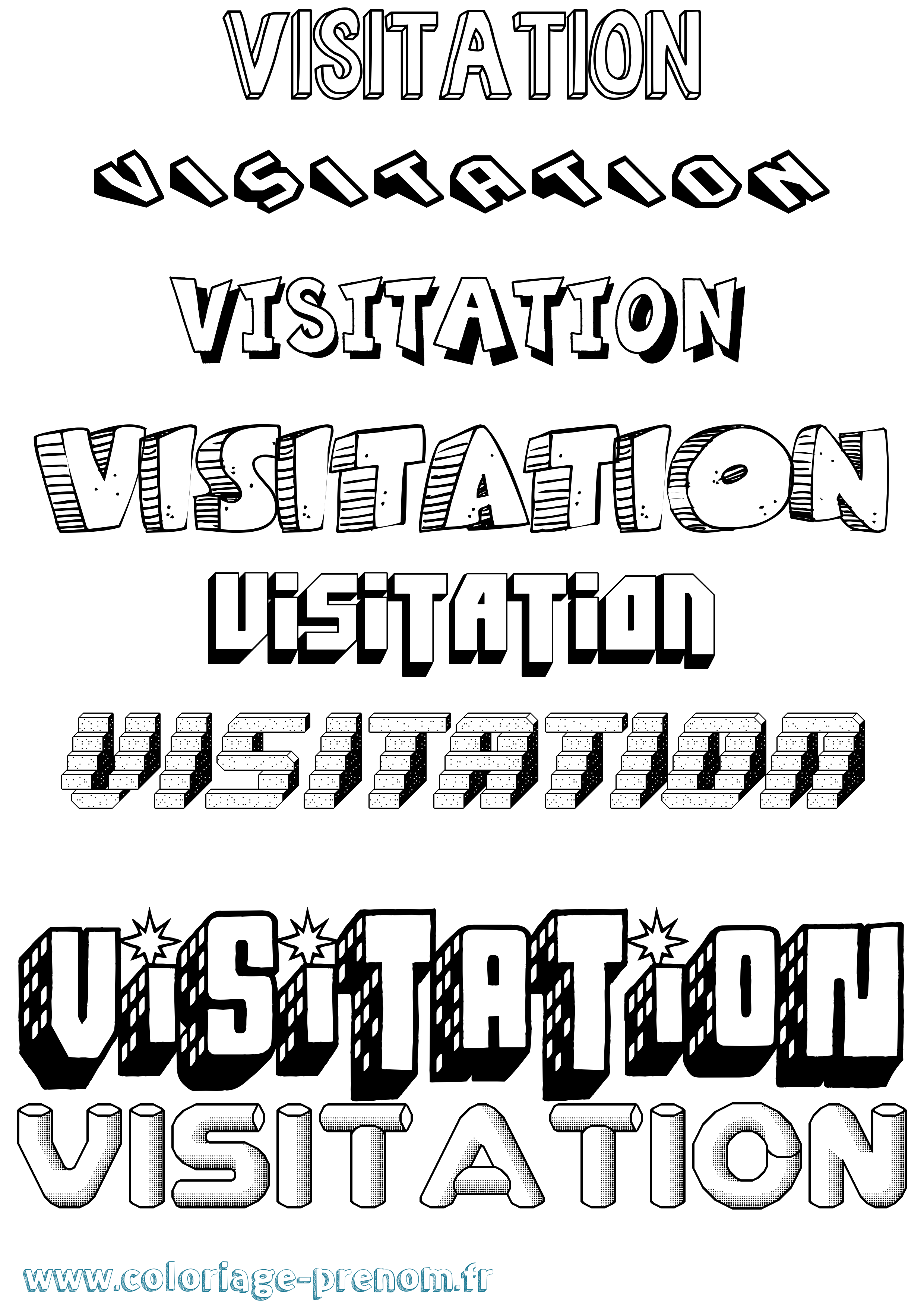Coloriage Visitation Effet 3D Coloriage prénom Visitation Effet 3D