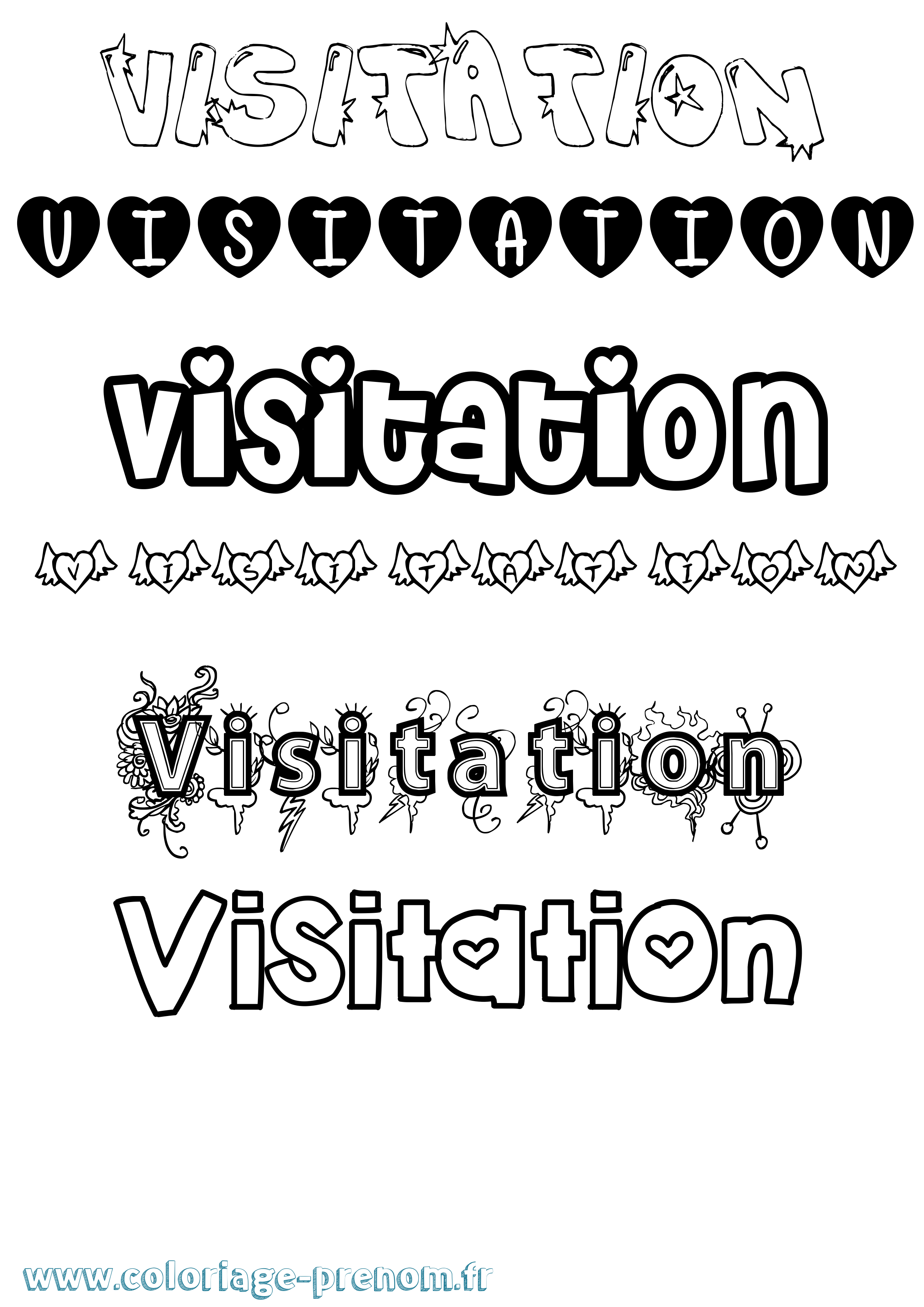 Coloriage Visitation Girly Coloriage prénom Visitation Girly