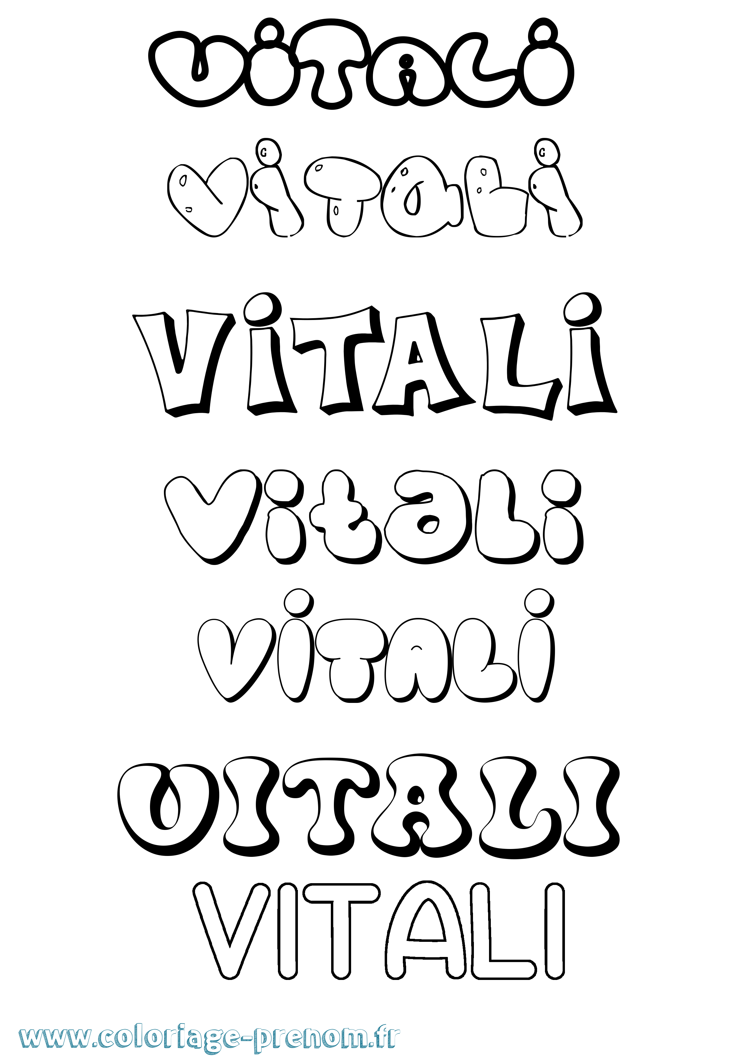 Coloriage Vitali Bubble Coloriage prénom Vitali Bubble