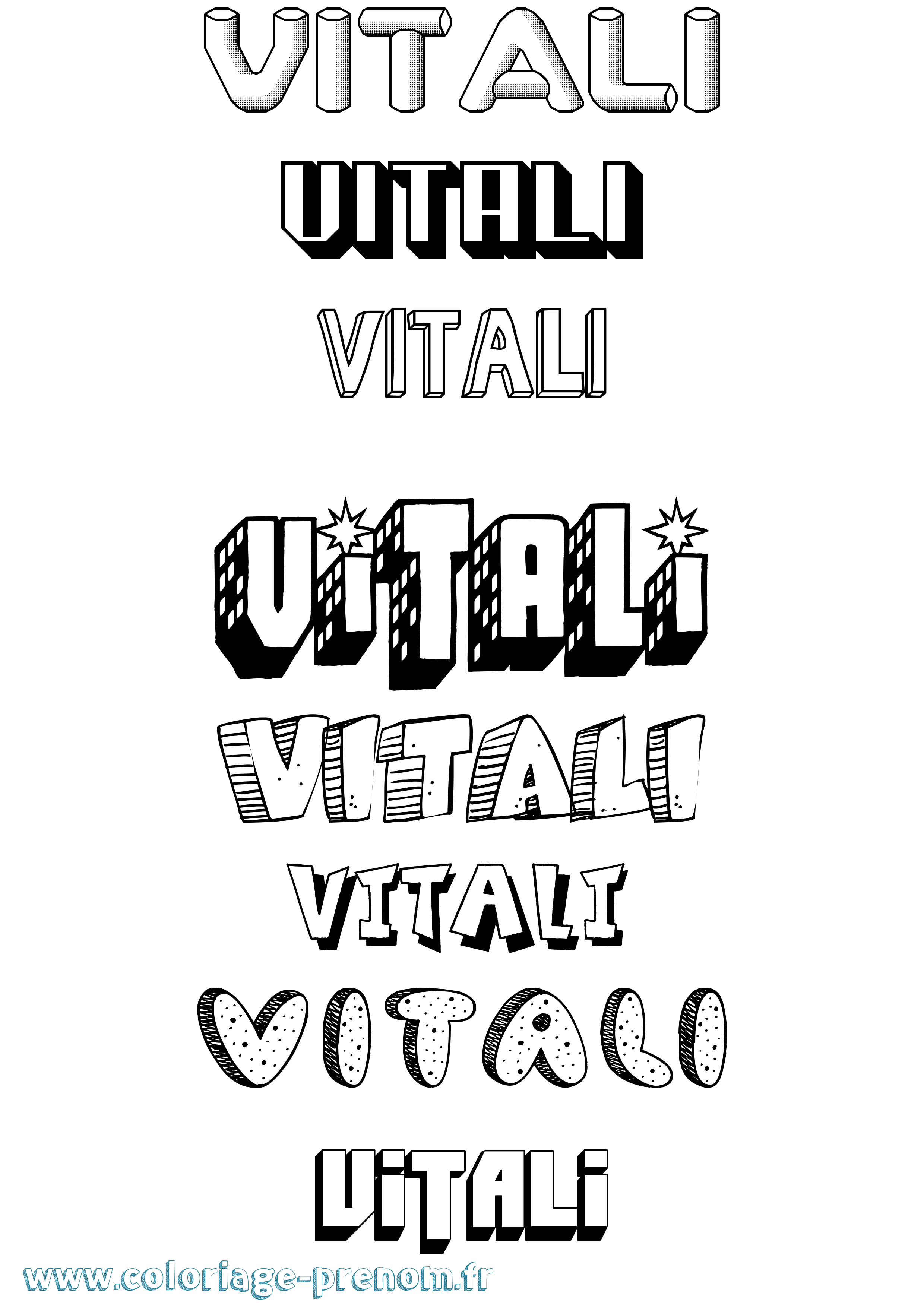 Coloriage Vitali Effet 3D Coloriage prénom Vitali Effet 3D